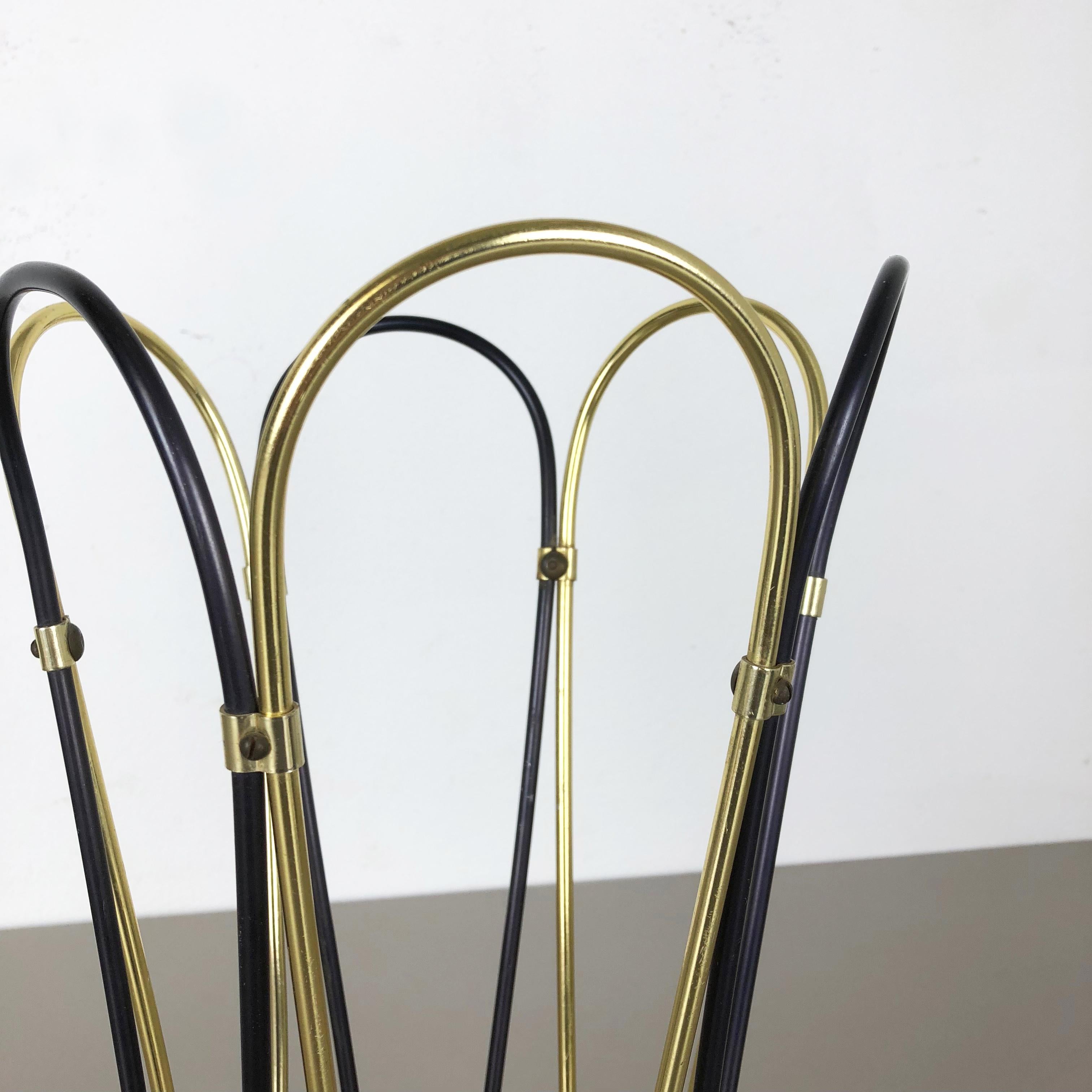 Original Midcentury Metal Brass Modernist Bauhaus Umbrella Stand, Germany, 1950s 6