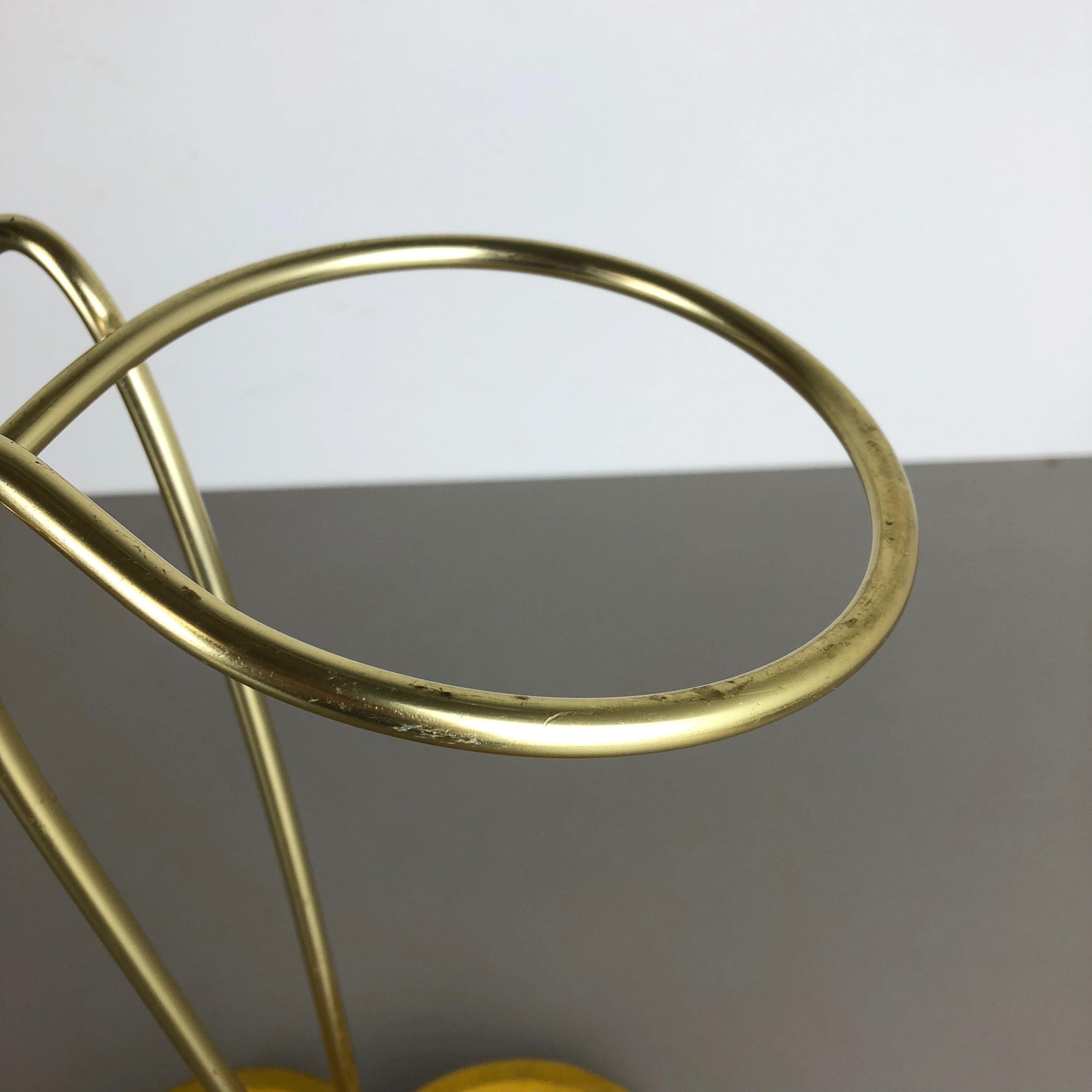 Original Midcentury Metal Brass Modernist Bauhaus Umbrella Stand, Germany, 1950s 2