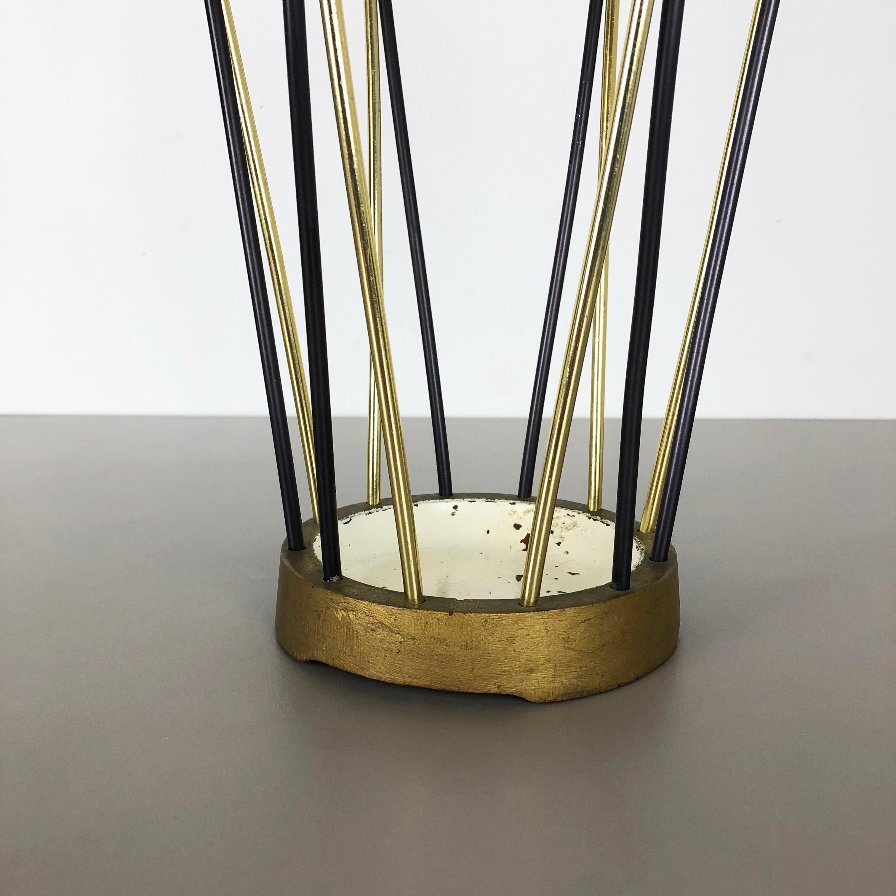 Original Midcentury Metal Brass Modernist Bauhaus Umbrella Stand, Germany, 1950s 2