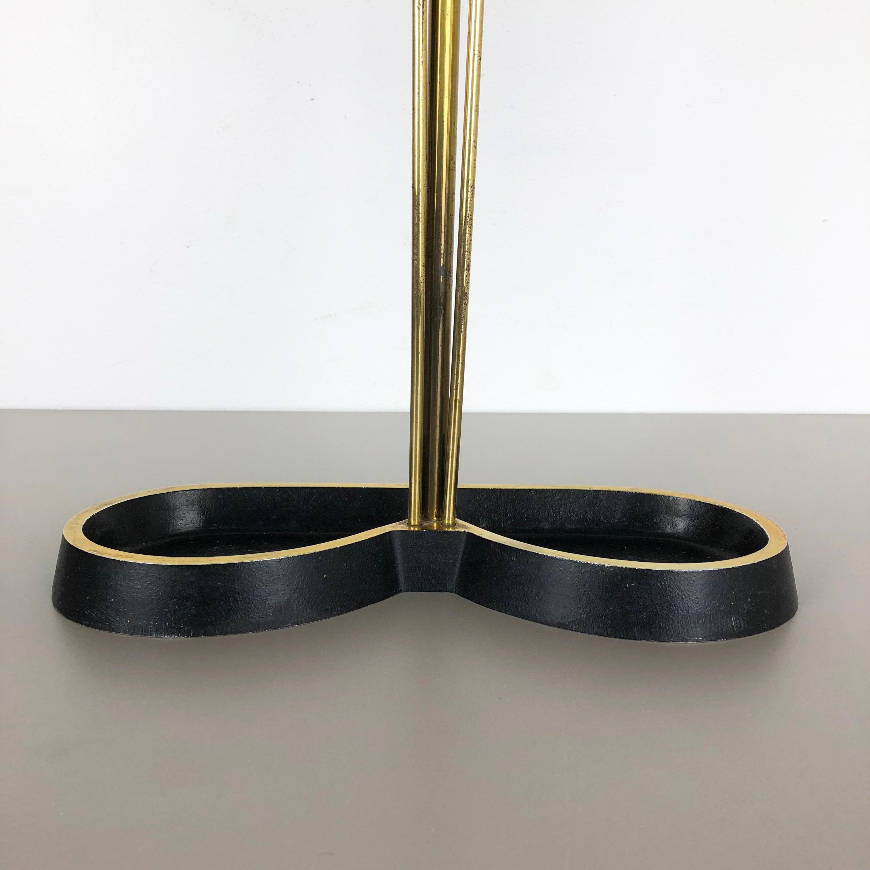 Original Midcentury Metal Brass Aubock Style Umbrella Stand, Germany, 1950s 2