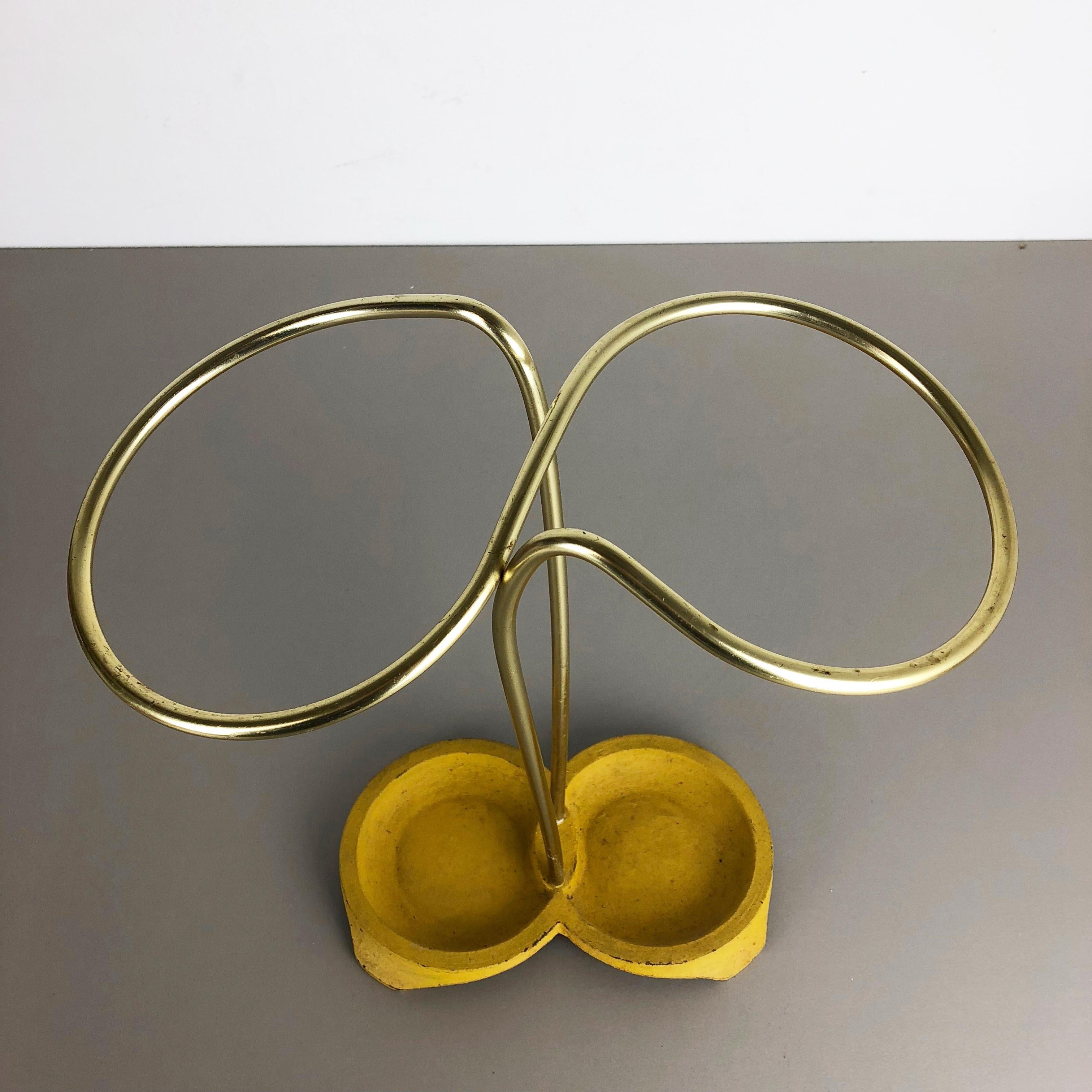 Original Midcentury Metal Brass Modernist Bauhaus Umbrella Stand, Germany, 1950s 4