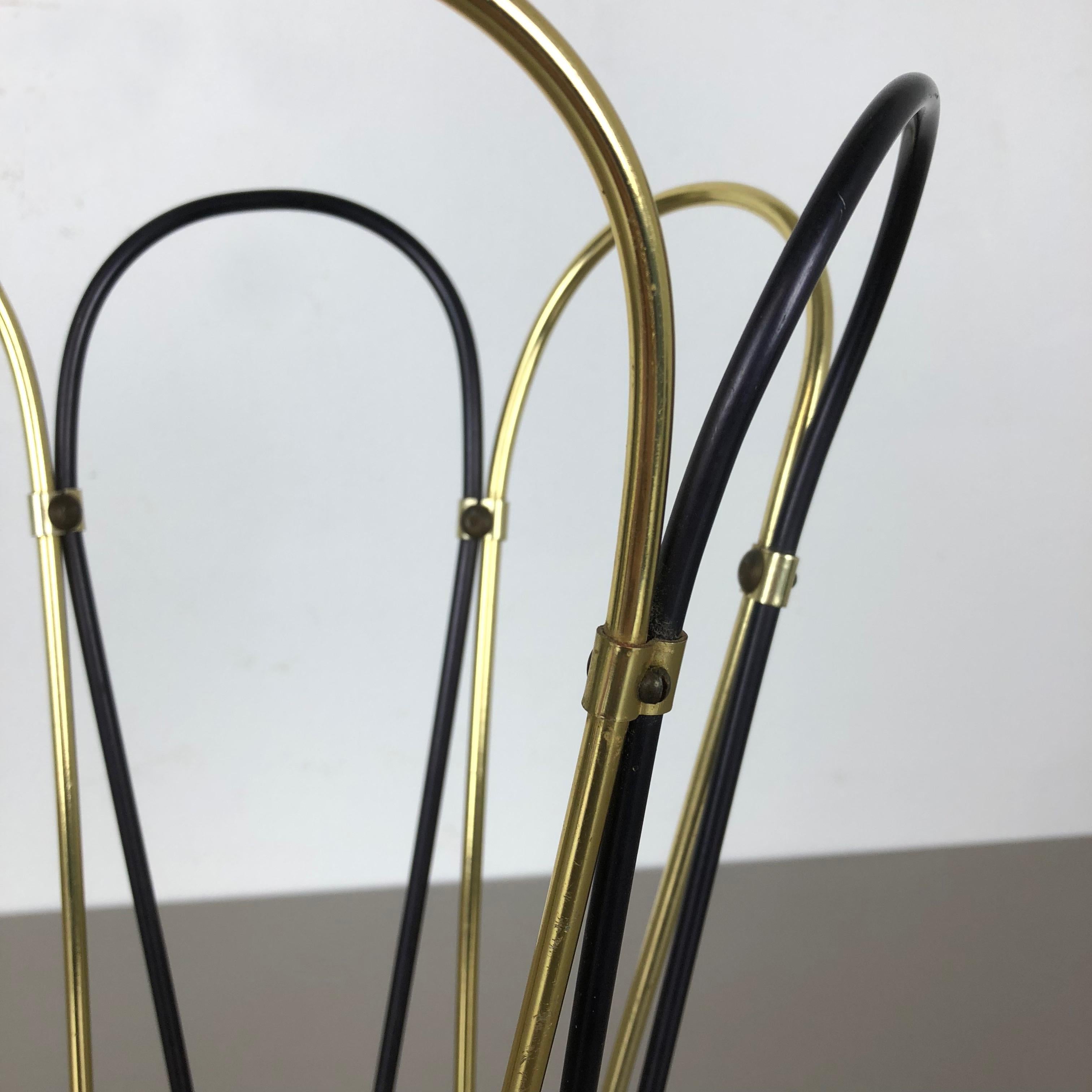 Original Midcentury Metal Brass Modernist Bauhaus Umbrella Stand, Germany, 1950s 4