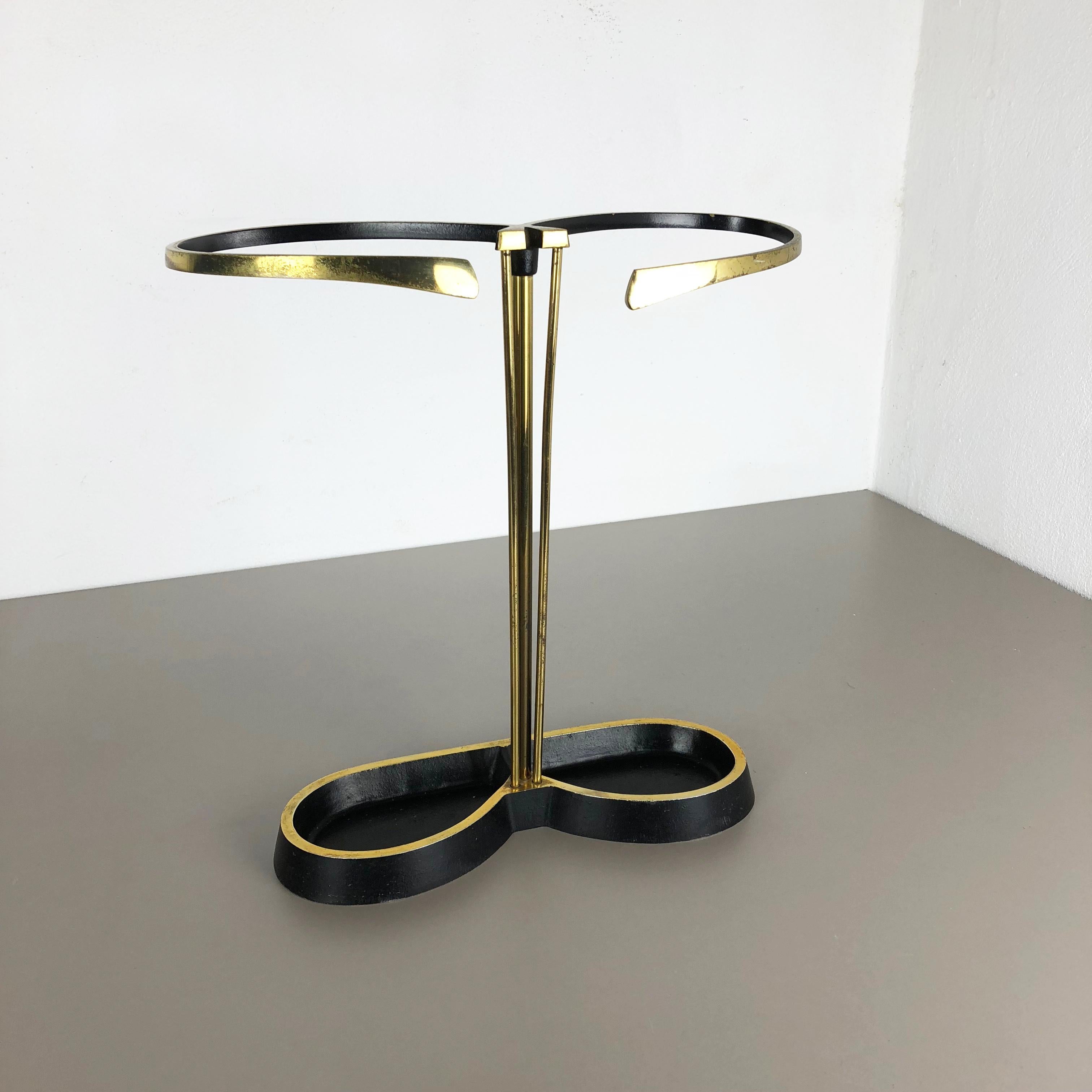 Original Midcentury Metal Brass Aubock Style Umbrella Stand, Germany, 1950s 4