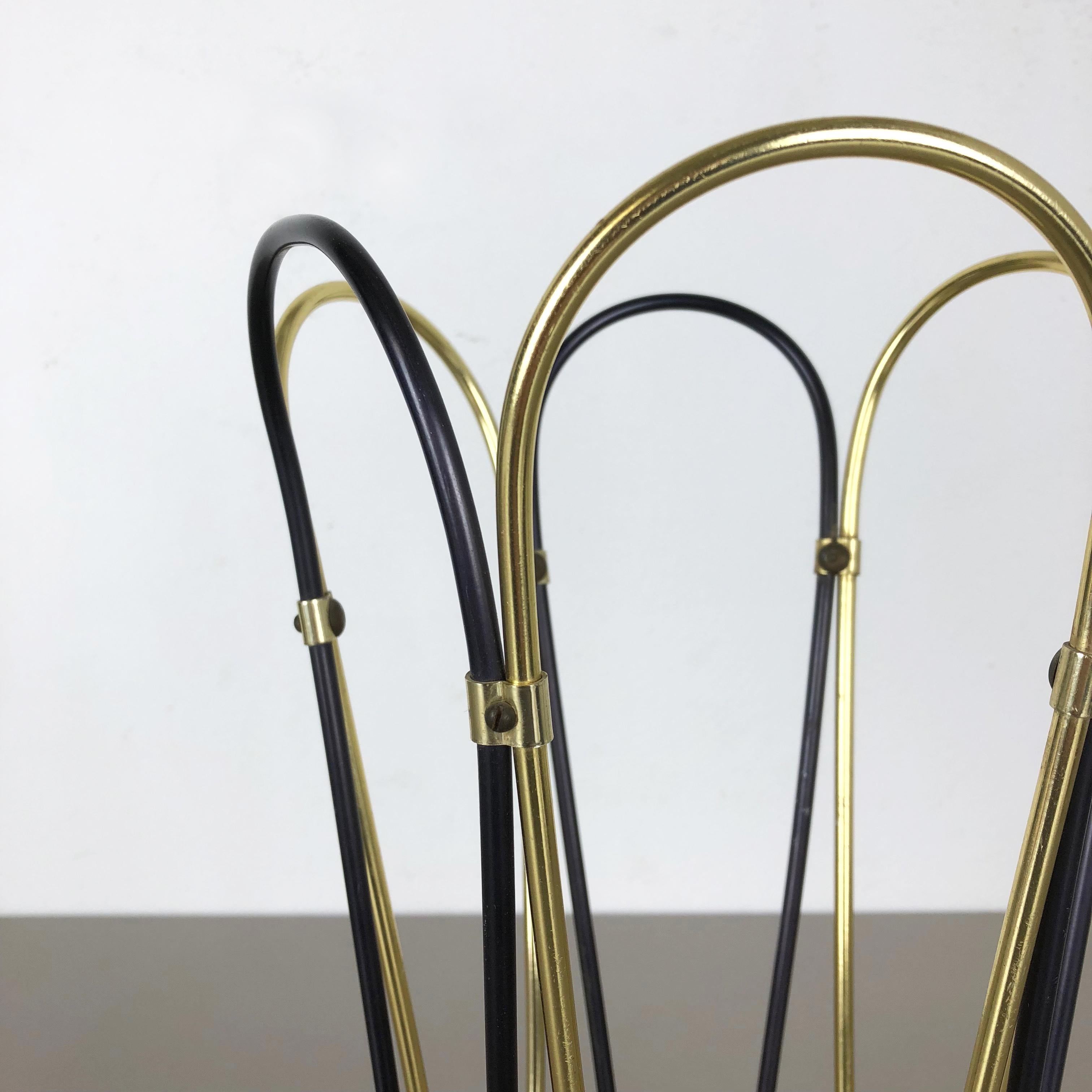 Original Midcentury Metal Brass Modernist Bauhaus Umbrella Stand, Germany, 1950s 5