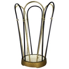 Vintage Original Midcentury Metal Brass Modernist Bauhaus Umbrella Stand, Germany, 1950s