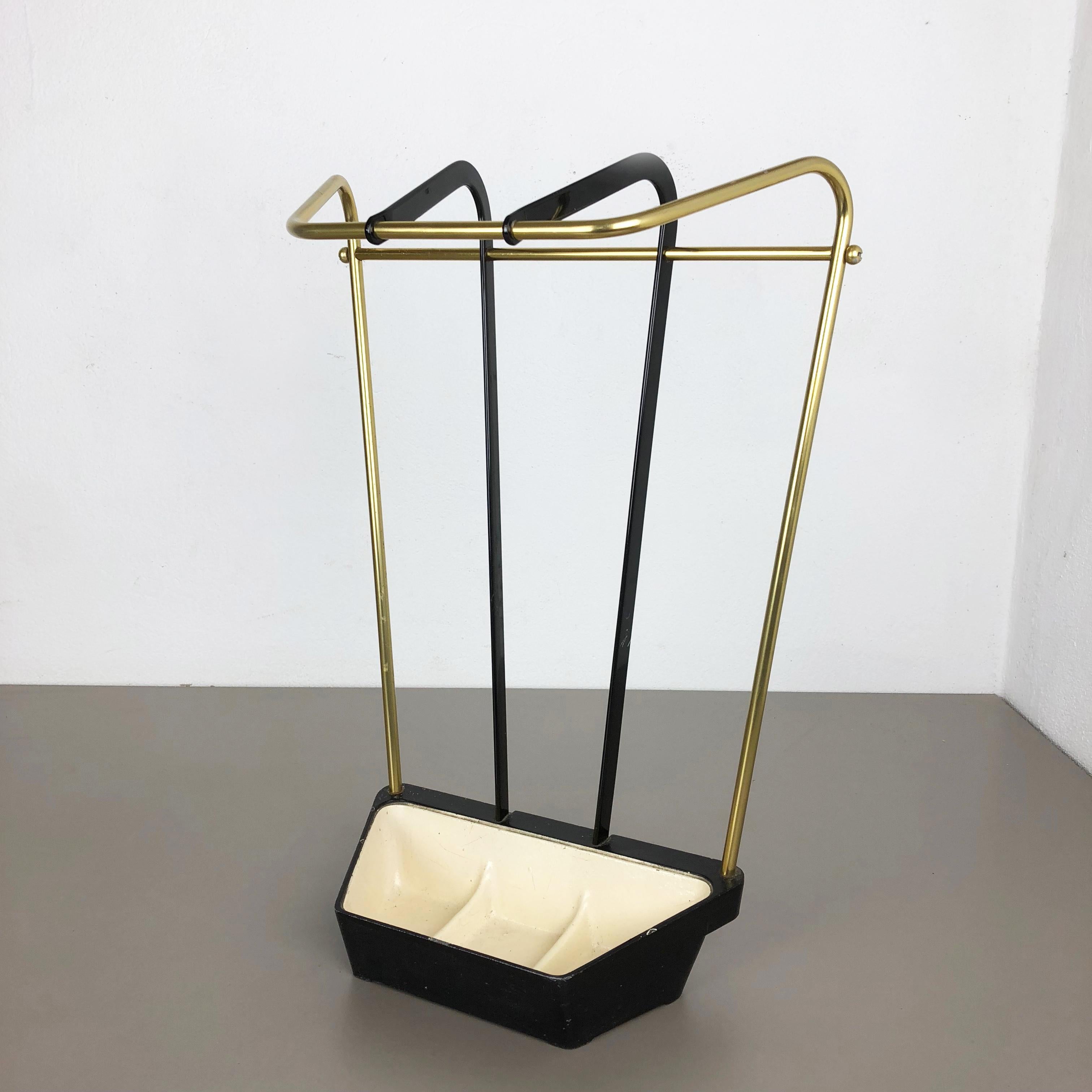 Bauhaus Original Midcentury Metal Brass Umbrella Stand, Germany, 1950s For Sale