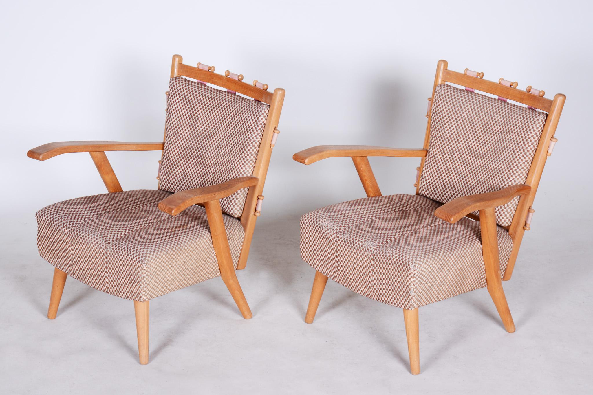 Original Mid-Century Modern Ash Armchairs, 1950s, Made by ÚLUV Workshop 4
