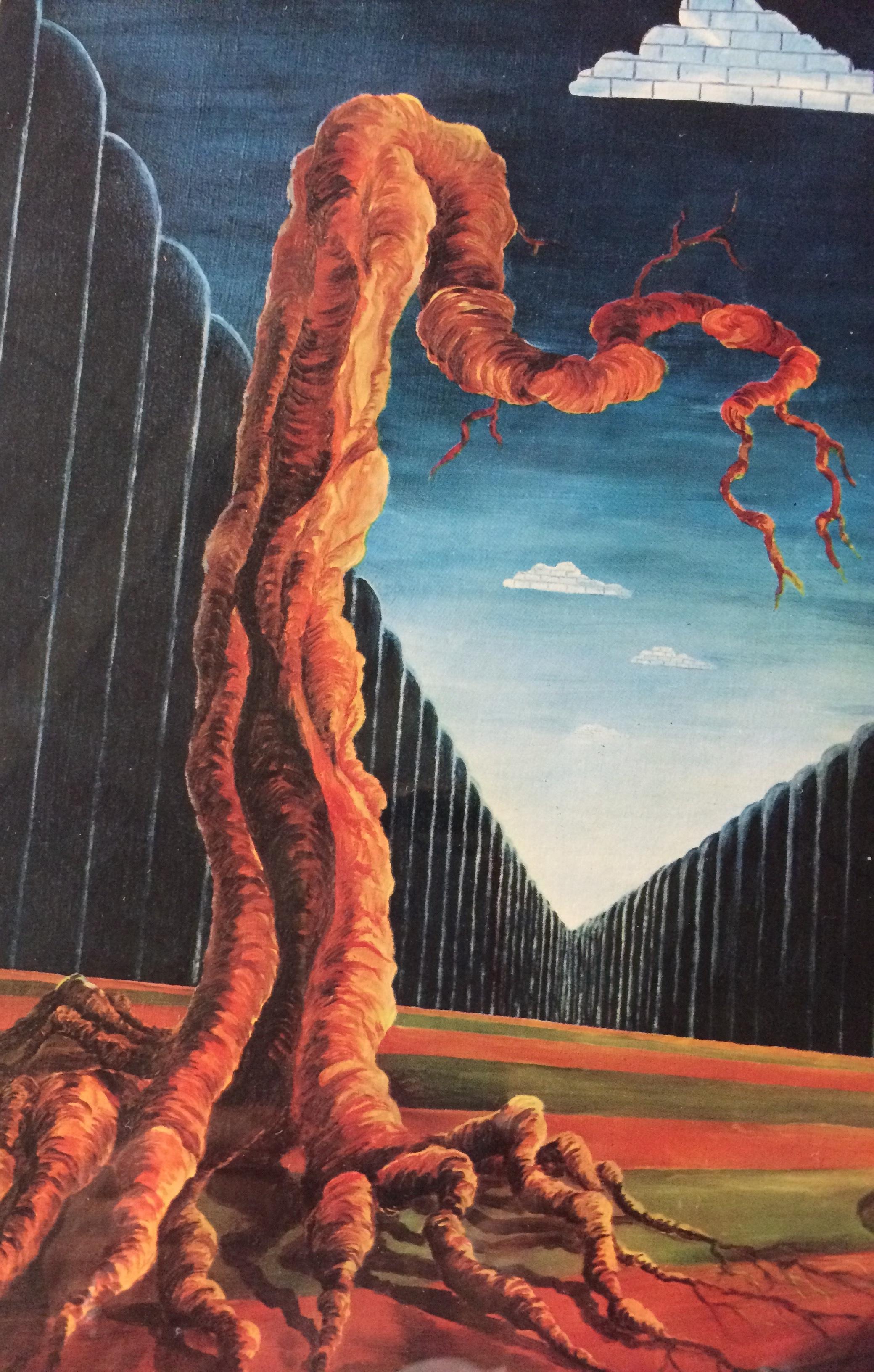 Mid-Century Modern Affiche d'exposition d'art surréaliste du milieu du siècle dernier de Karl Fey-Rouger, 1975 en vente
