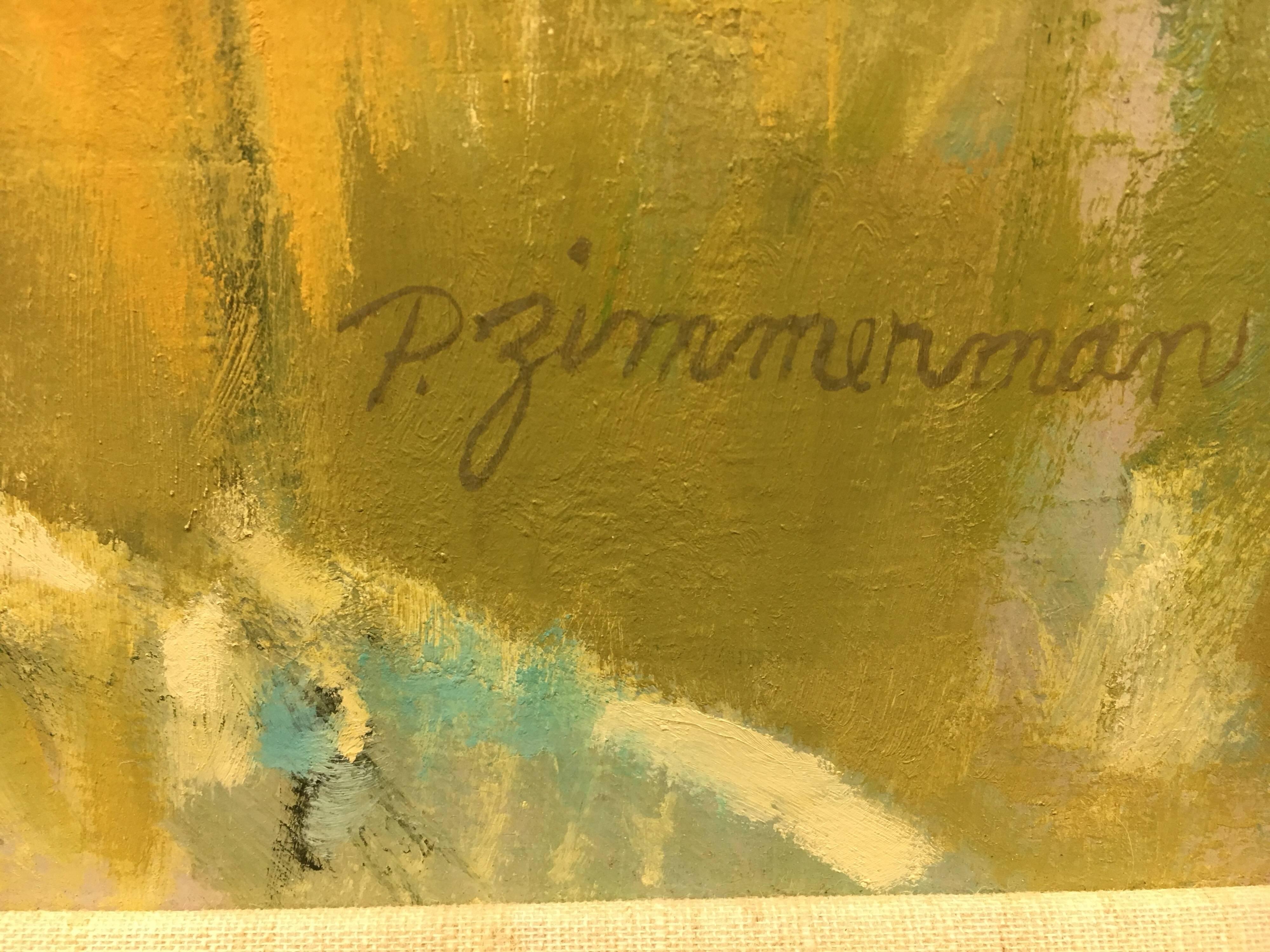 Mid-Century Modern Original Midcentury Paul Zimmerman Signed Abstract Gouache Painting