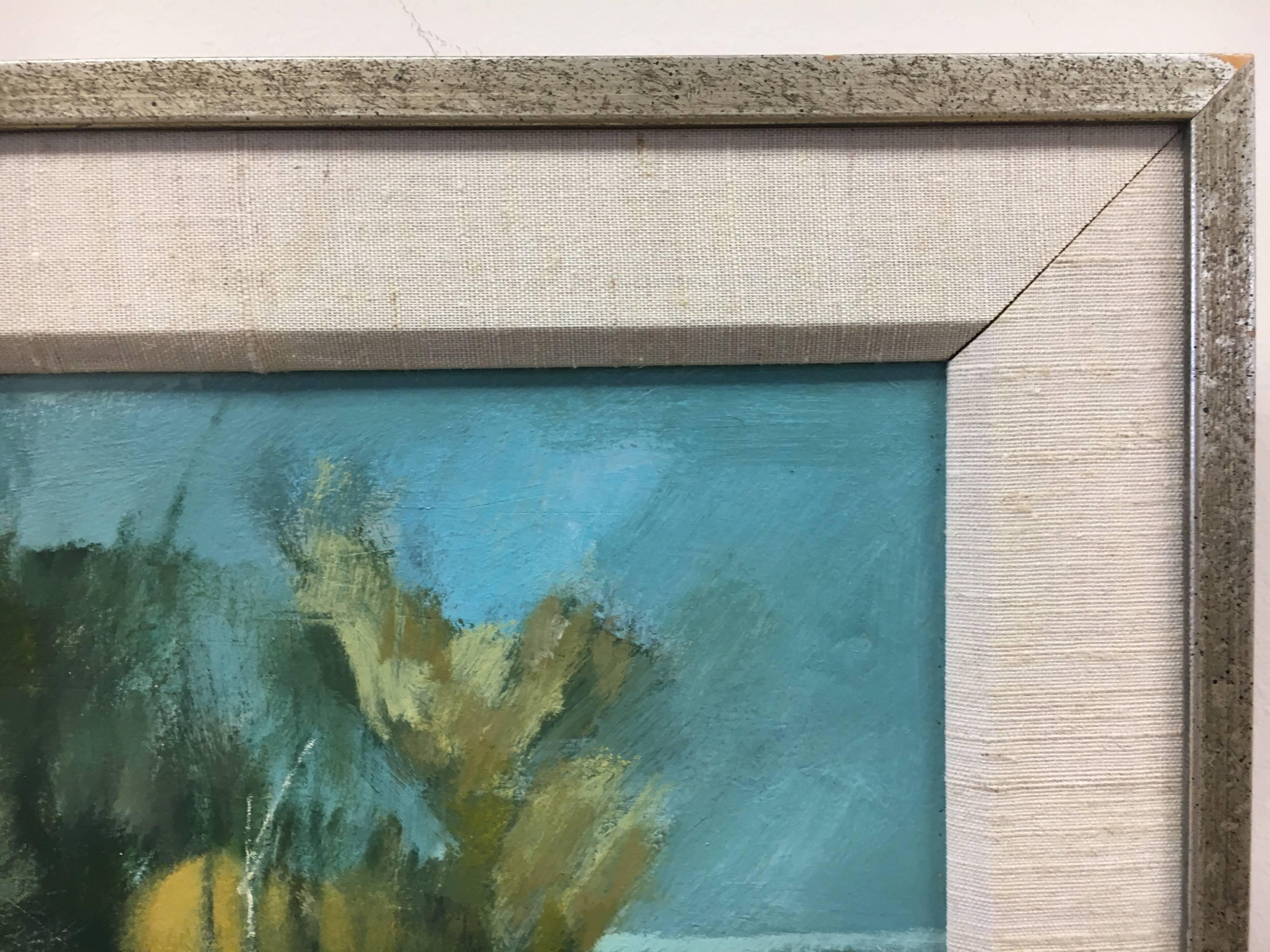 Original Midcentury Paul Zimmerman Signed Abstract Gouache Painting In Excellent Condition In West Hartford, CT