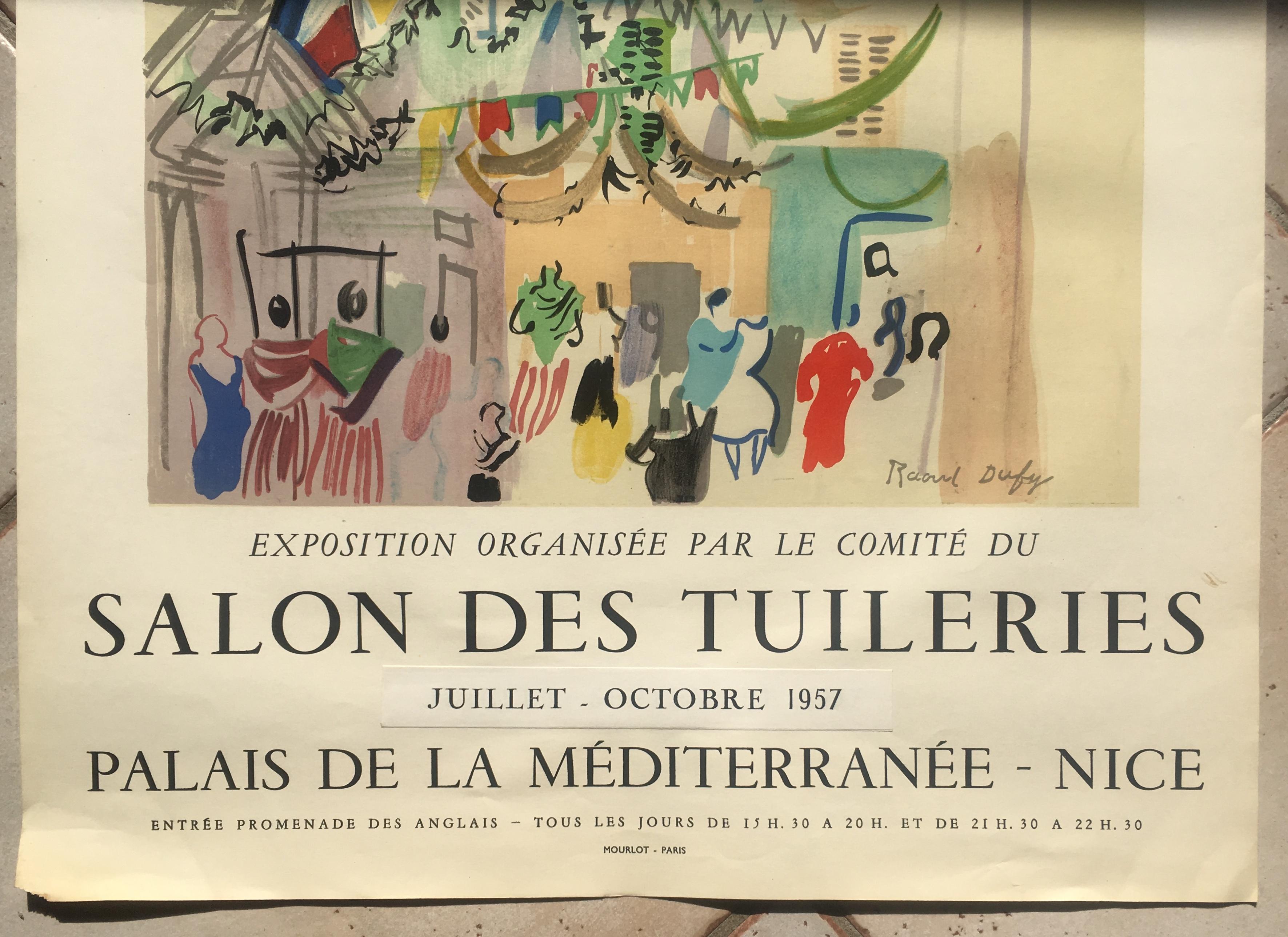 Original midcentury Raoul Dufy art poster from the 1950s printed by Mourlot, Paris. 

Raoul Dufy was a renowned artist that created excellent works of art in both contemporary and Mid-Century Modern styles. This is a vintage poster, not a reprint.