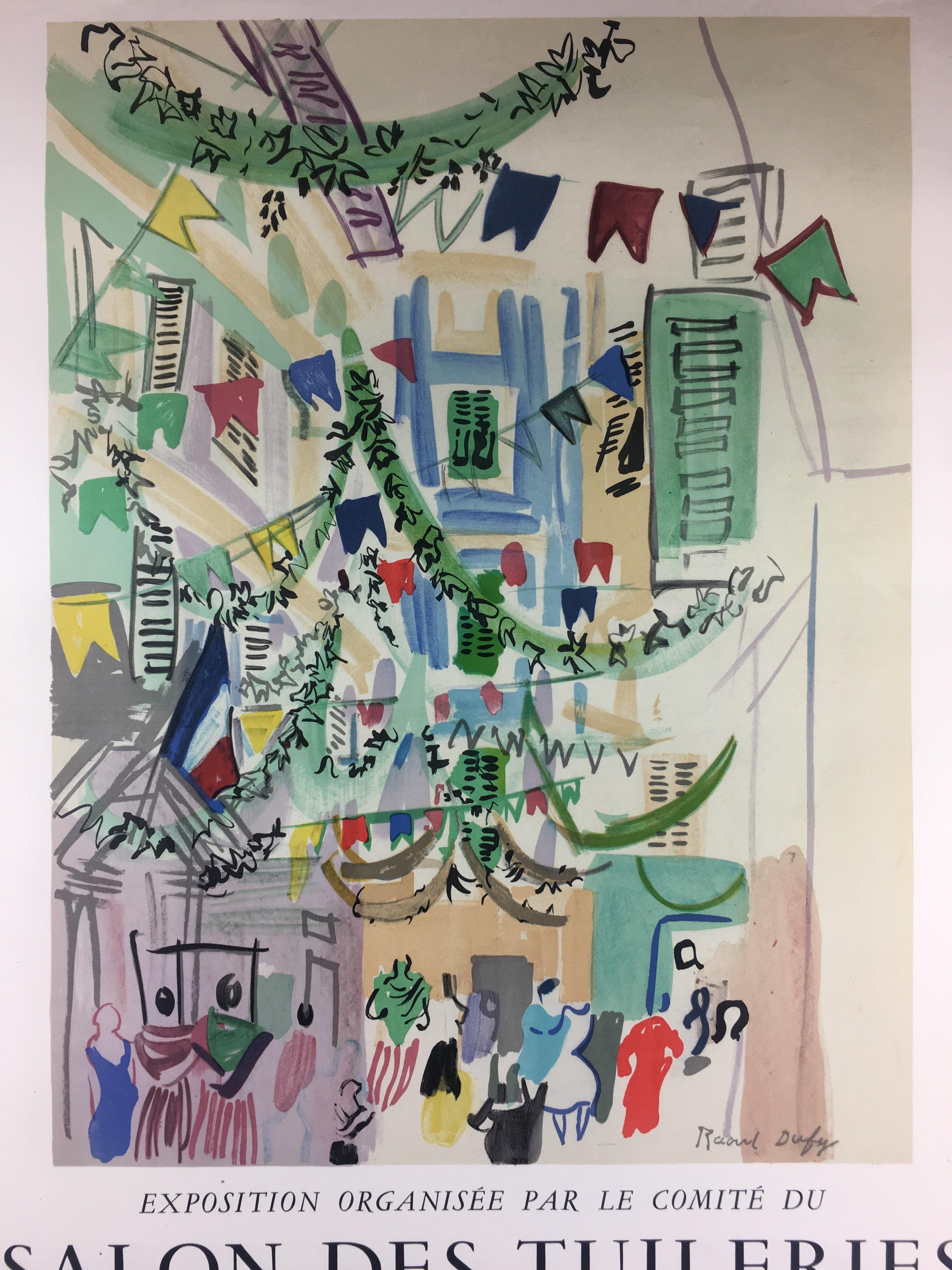 Original midcentury Raoul Dufy art poster from the 1950s printed by Mourlot, Paris, France. 

Raoul Dufy was a renowned artist that created excellent works of art in both contemporary and Mid-Century Modern styles. This is an original vintage