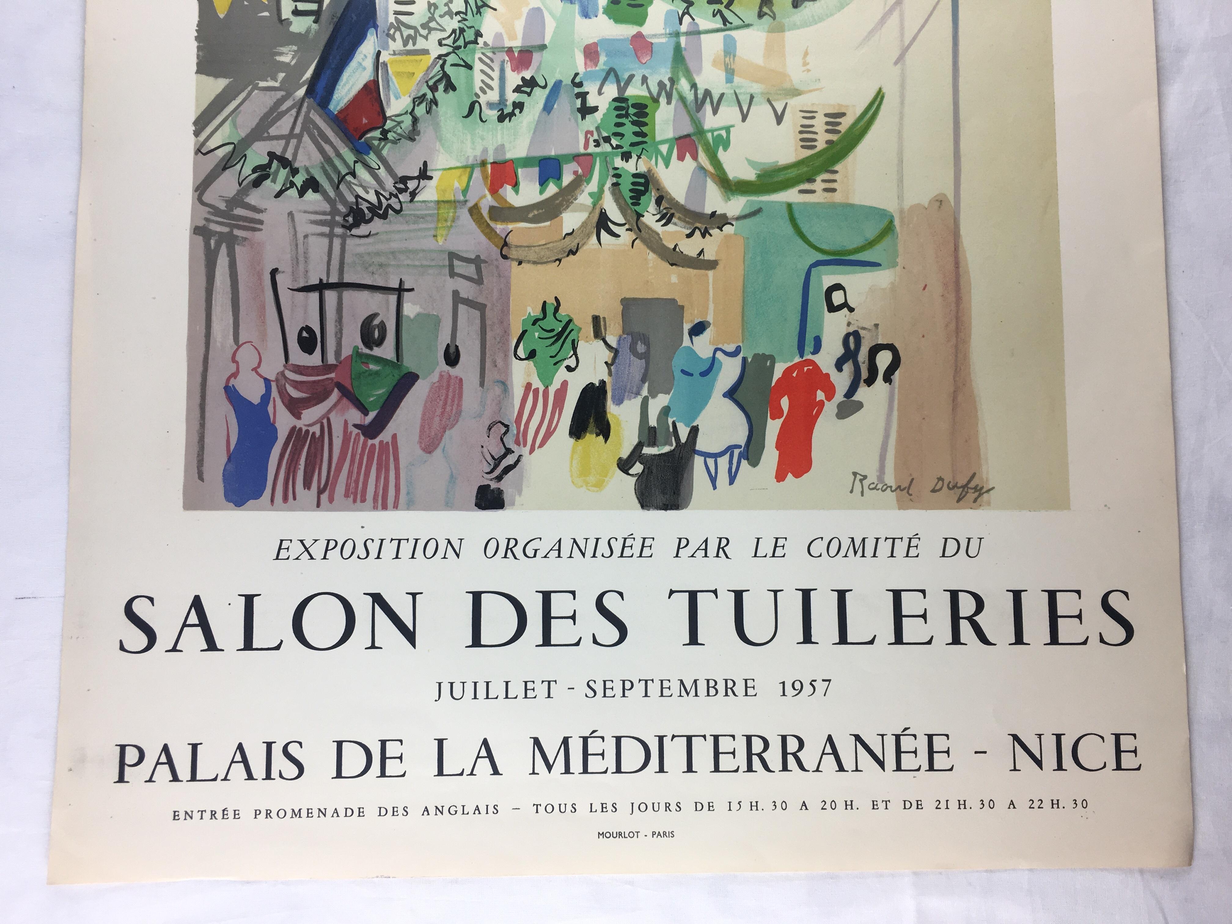 Mid-Century Modern Original Midcentury Raoul Dufy Mourlot Art Poster circa 1957, French For Sale
