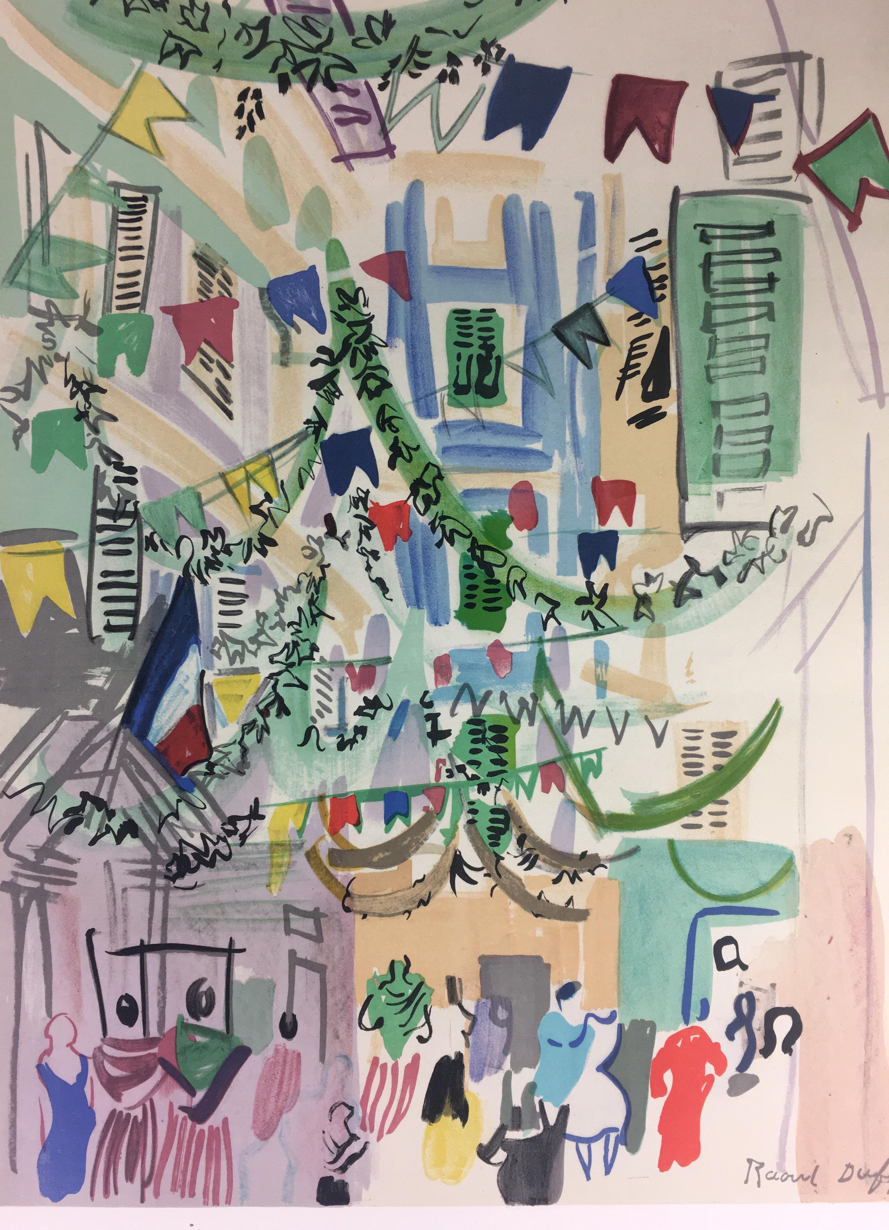 Original mid century Raoul Dufy art poster from the 1950s printed by Mourlot Paris. 

Raoul Dufy was a renowned artist that created excellent works of art in both contemporary and Mid-Century Modern styles. 
This is a vintage poster, not a reprint.