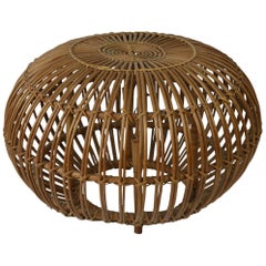 Original Midcentury Rattan Ottoman, Franco Albini, 1950s