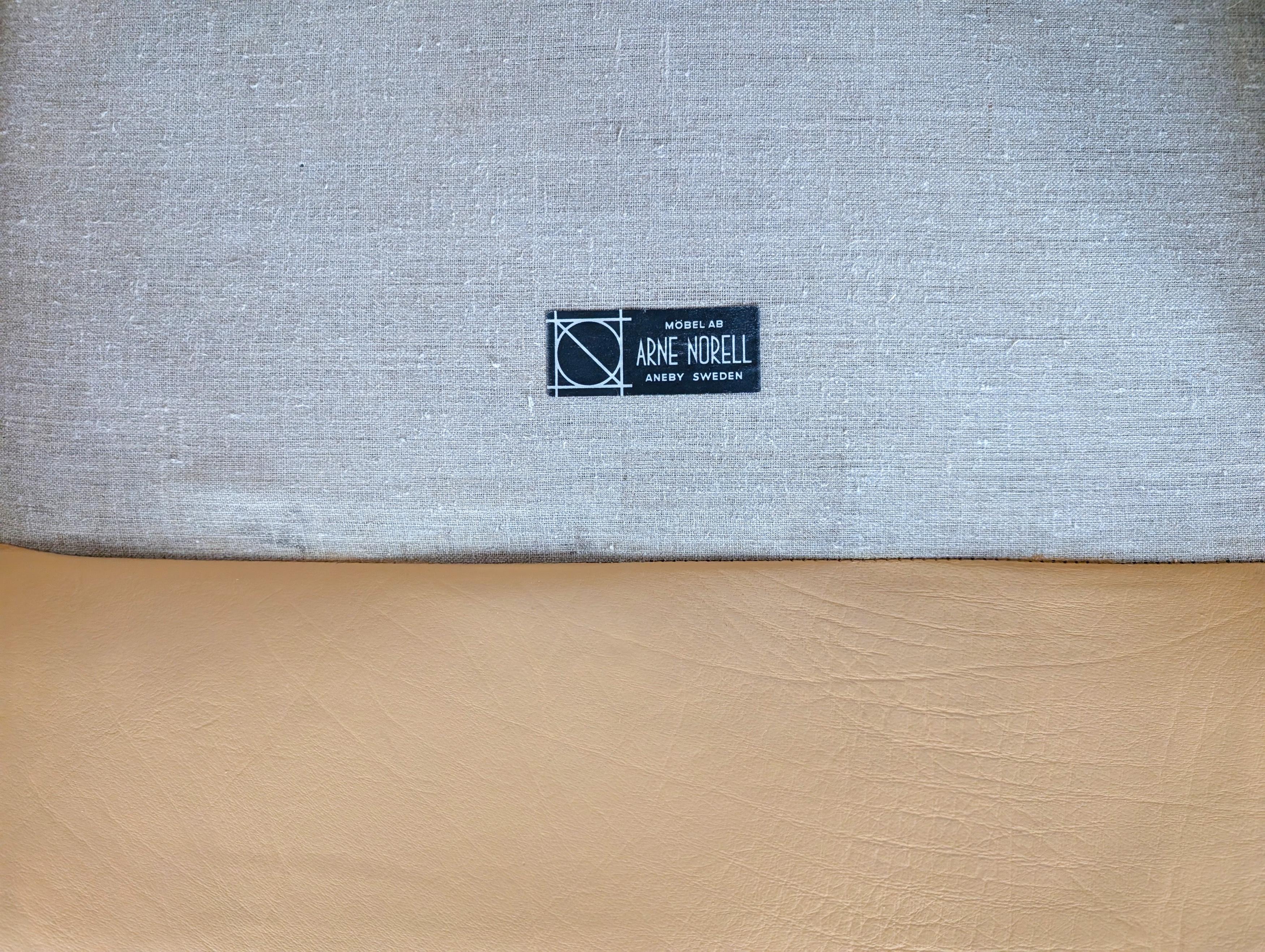 Sessel originale di metà secolo Arne Norells Armlehnstuhl Mexico Leder2 in vendita 2