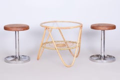 Tavolino originale del MidCentury, Alan Fuchs, ULUV, Rattan, Vetro, Cecia, anni '40