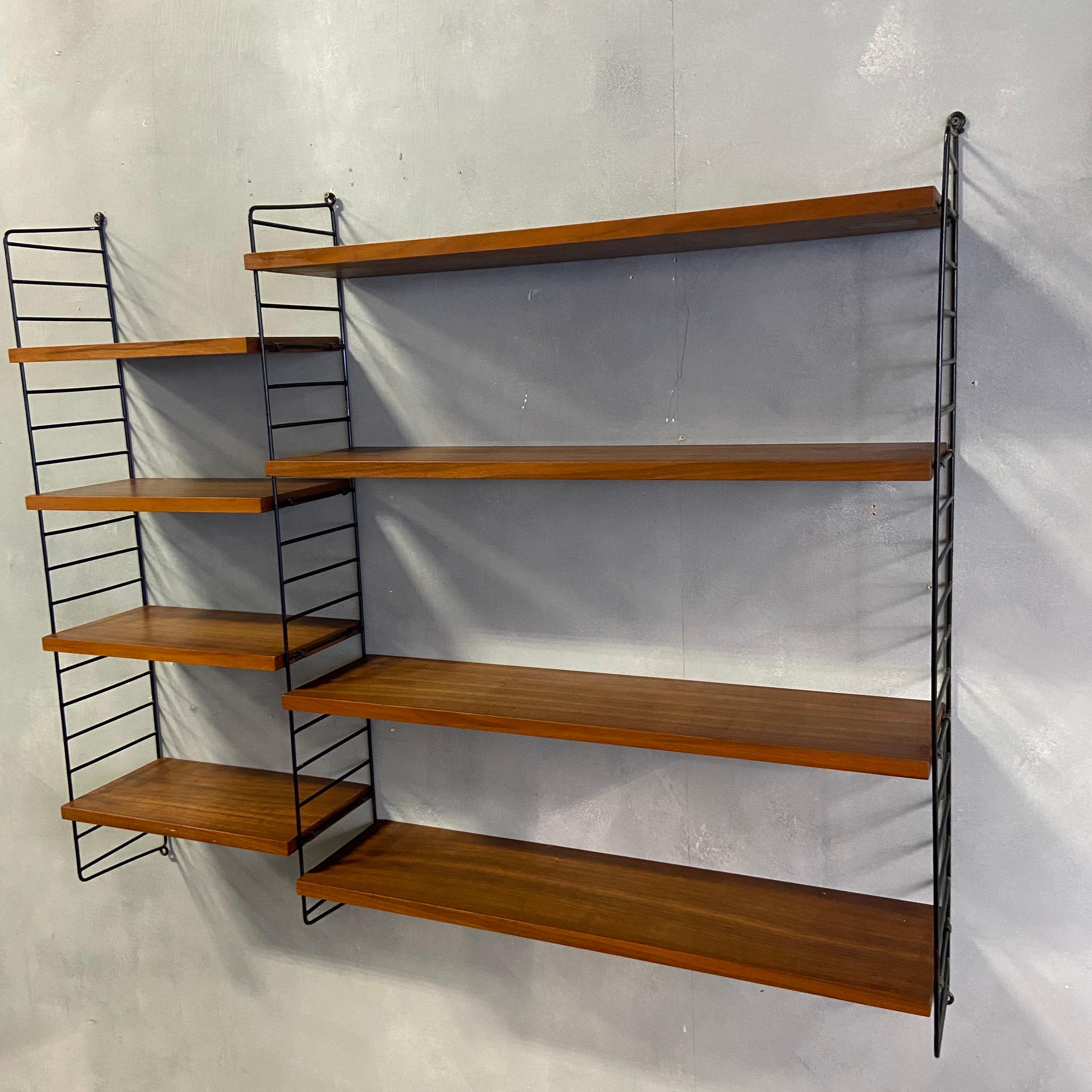 Swedish Original Midcentury String Shelving Unit by Nils Strinning For Sale