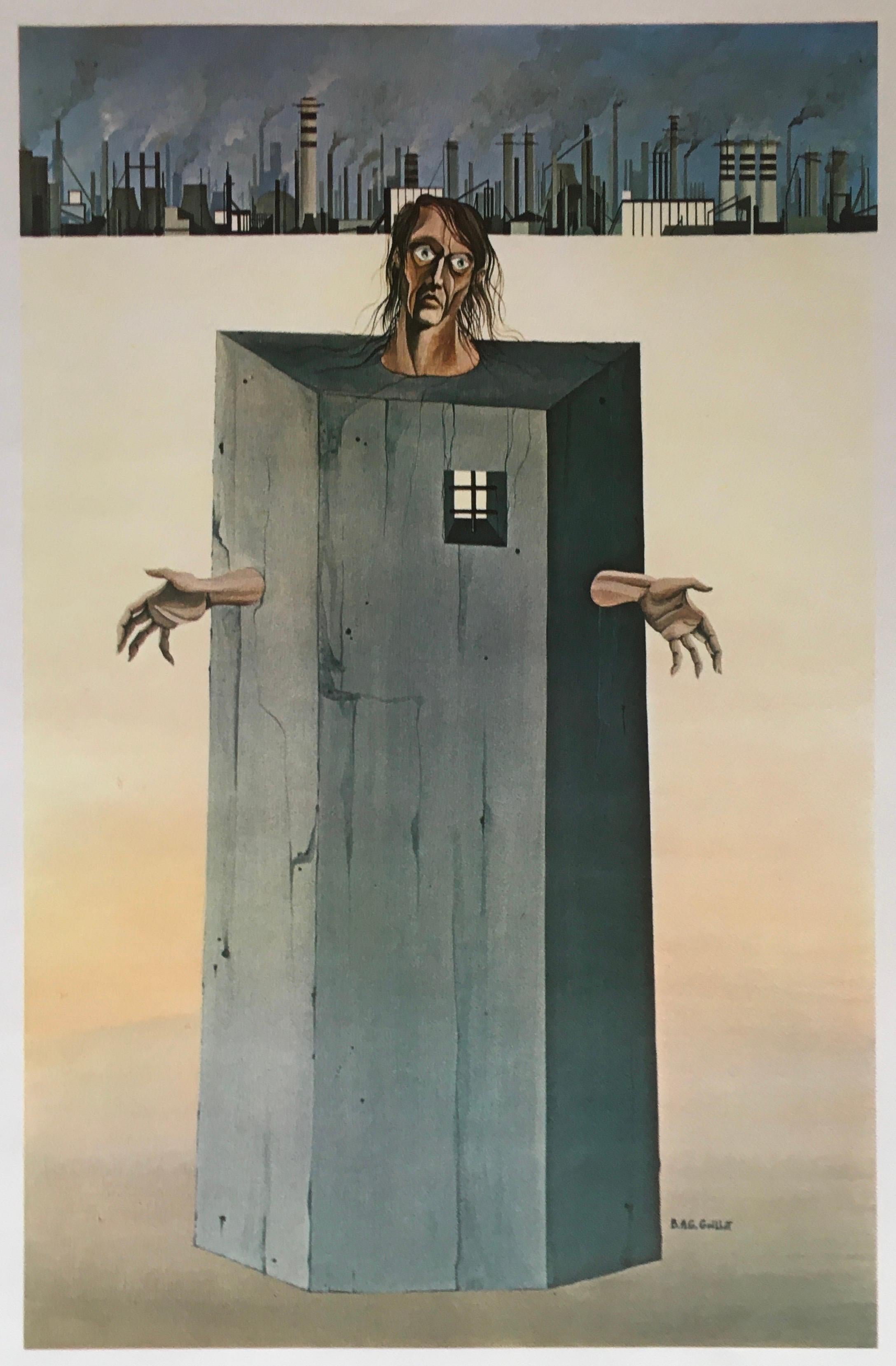 Original mid-century art poster depicting the interesting work by listed French artist, B.A.G. Guillot who was a skilled surrealist. 
B.A.G. Guillot art posters and other creations are in the manner of many works by Salvador Dali. 

We recommend