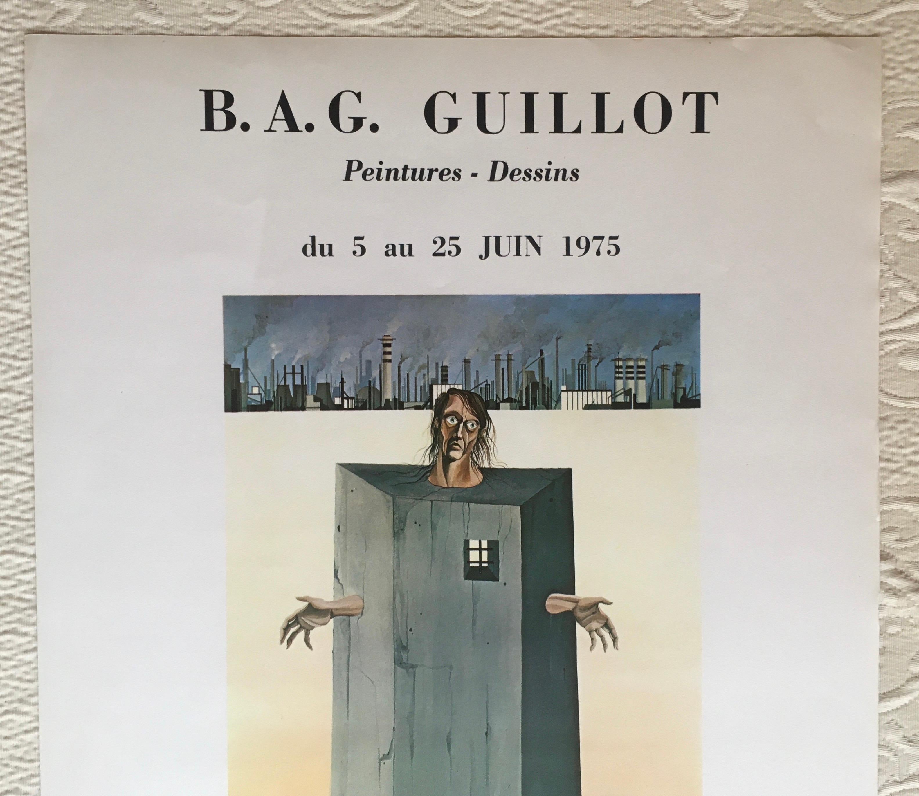 Surrealistisches Ausstellungsplakat von B.A.G. Guillot aus der Mitte des Jahrhunderts (Moderne der Mitte des Jahrhunderts) im Angebot