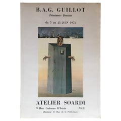 Original Midcentury Surrealist Art Exhibition Poster, B.A.G. Guillot