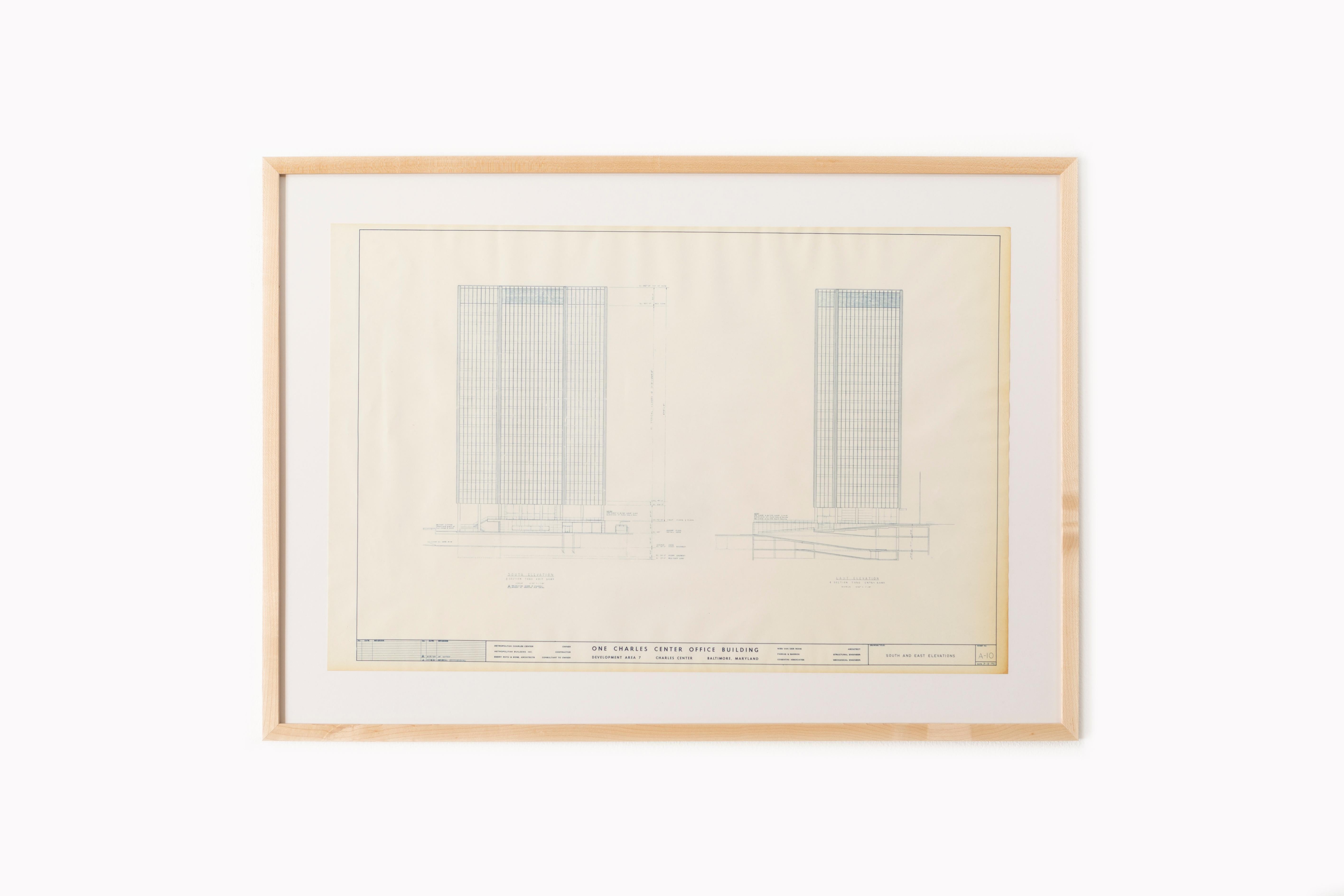 Original Mies van der Rohe Blueprint from 1964, Illuminated Wall Details For Sale 4