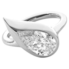 Original Mika Pinky Ring in White Gold with Pear Diamond, Left