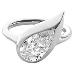Original Mika Pinky Ring in White Gold with Pear Diamond, Right