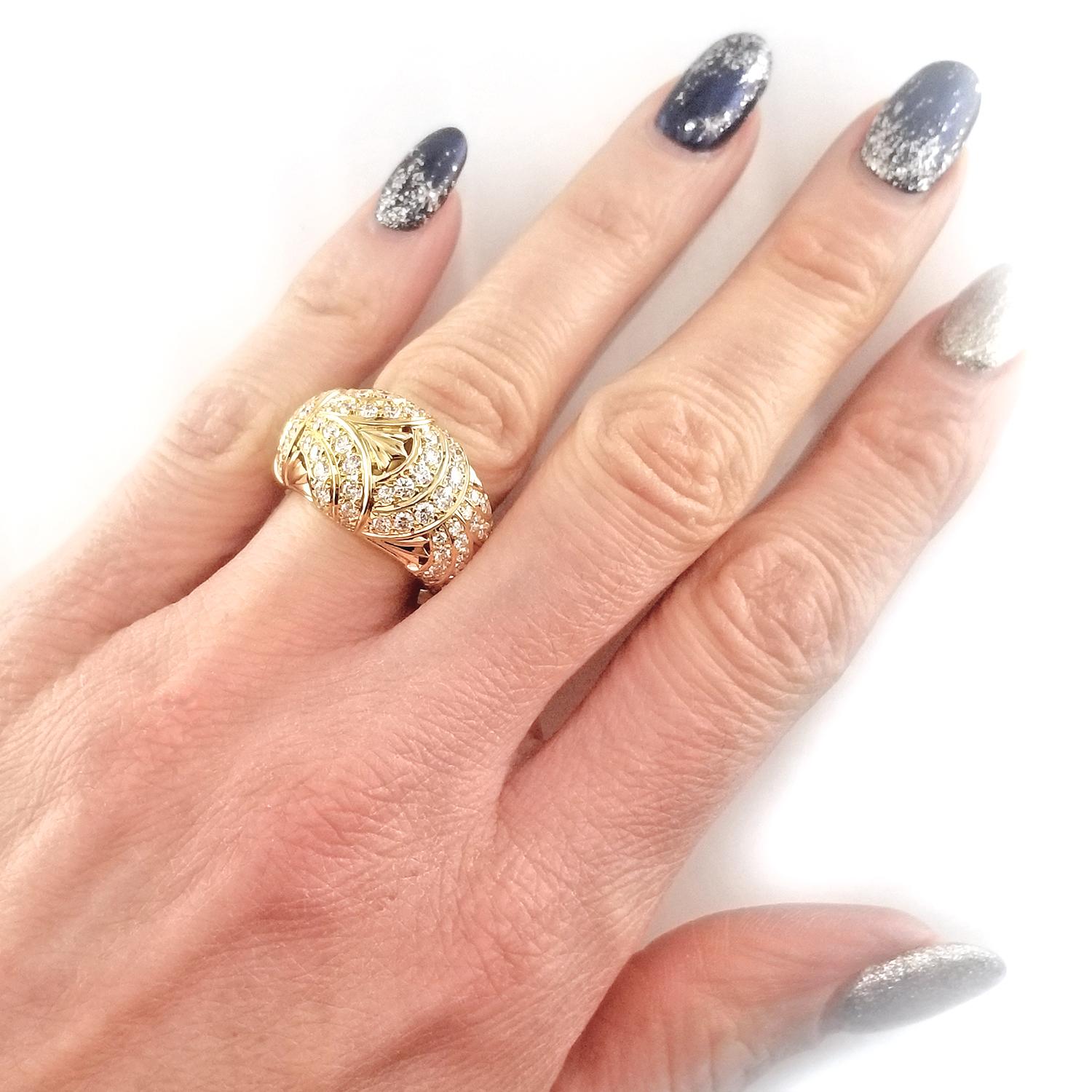 Women's Original Mikimoto 18 Karat Gold Imperial Ring with Diamonds For Sale