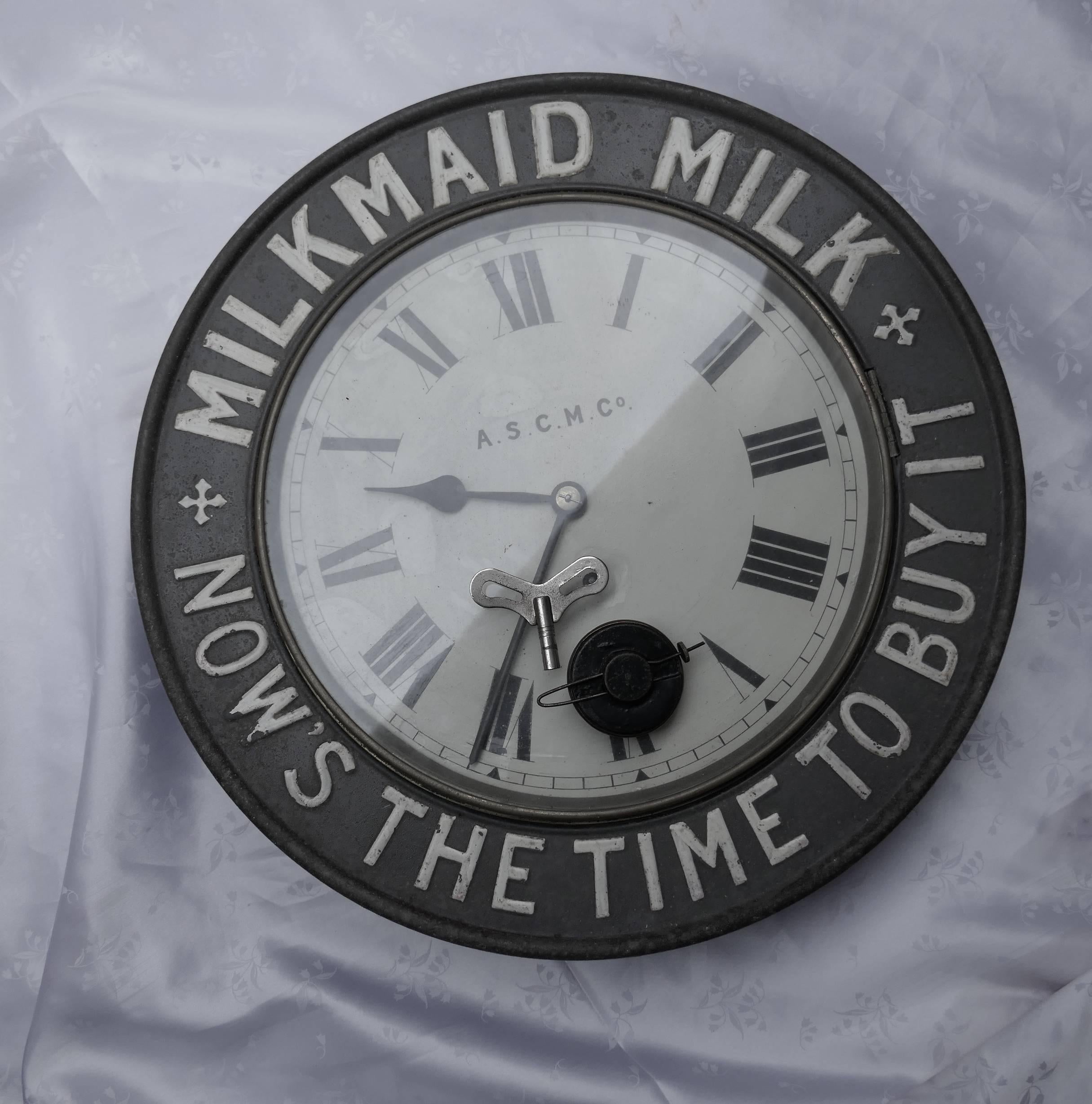 Original Mikmaid Milk Advertising Clock, from 1890 by the A.S.C.M Co 1