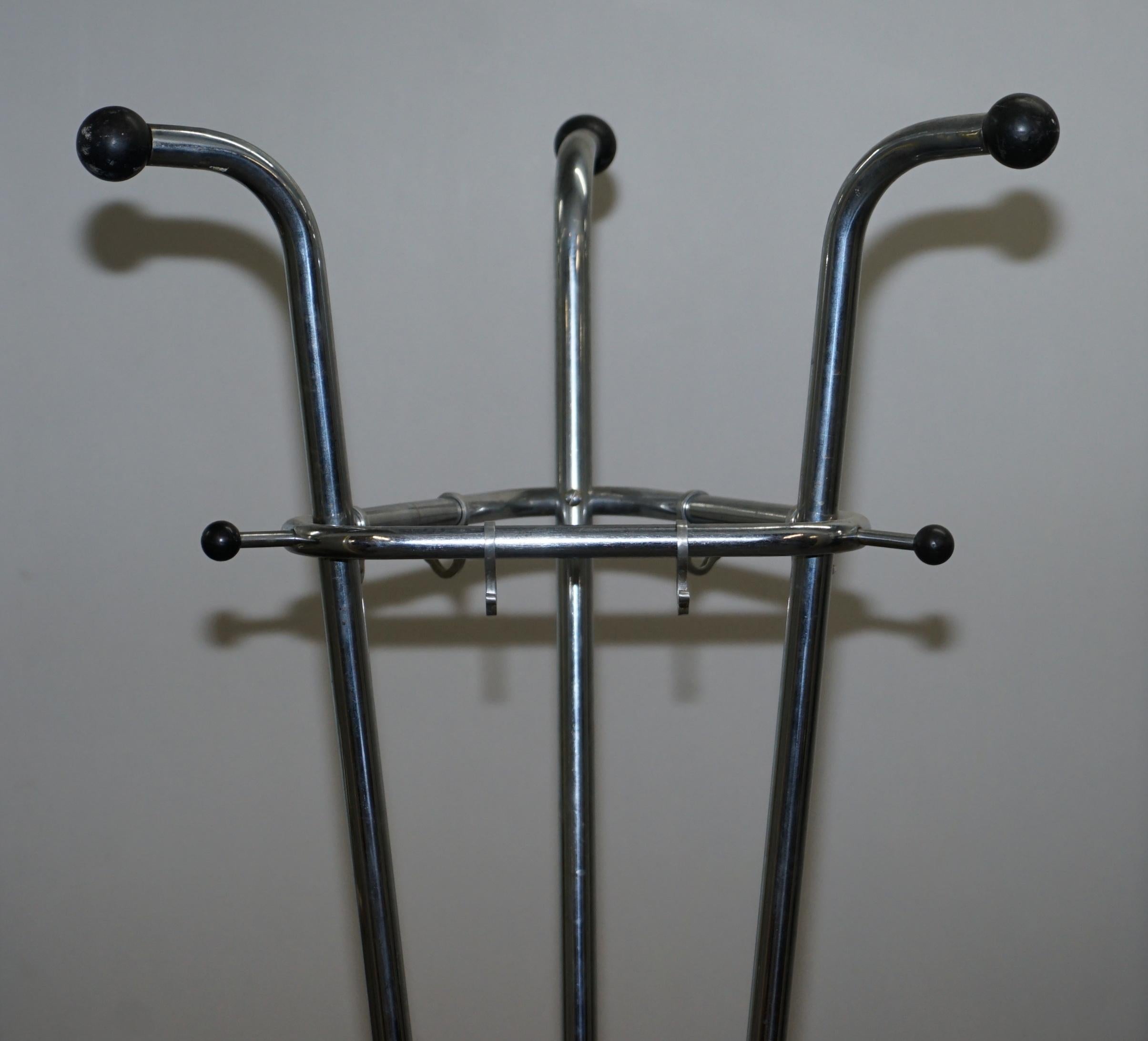 English Original Military Steel Industrial 1930s Atomic Coat Rack Hat Stand Art Deco For Sale