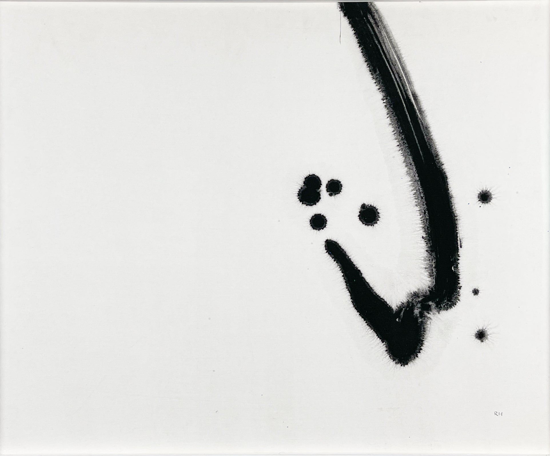 Original Minimalist Artwork Rune Hagberg Inkpainting Caligraphy circa 1965 