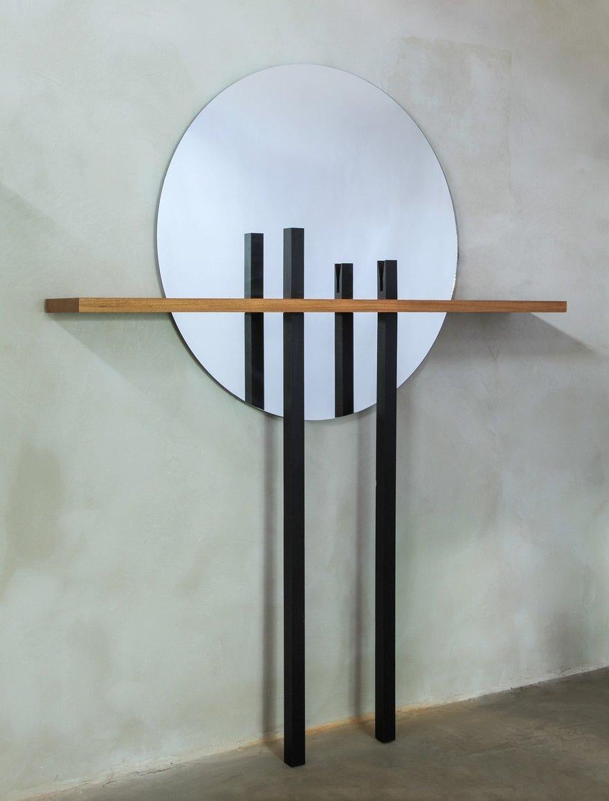 Brazilian Original Mirror with Finishing Handcrafted Hardwood, Mirror Saturno For Sale