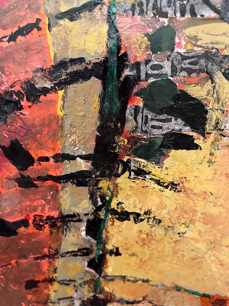 Technique mixte originale de l'artiste français J Boyer dans un cadre d'archivage. Un très bel abstrait contemporain.