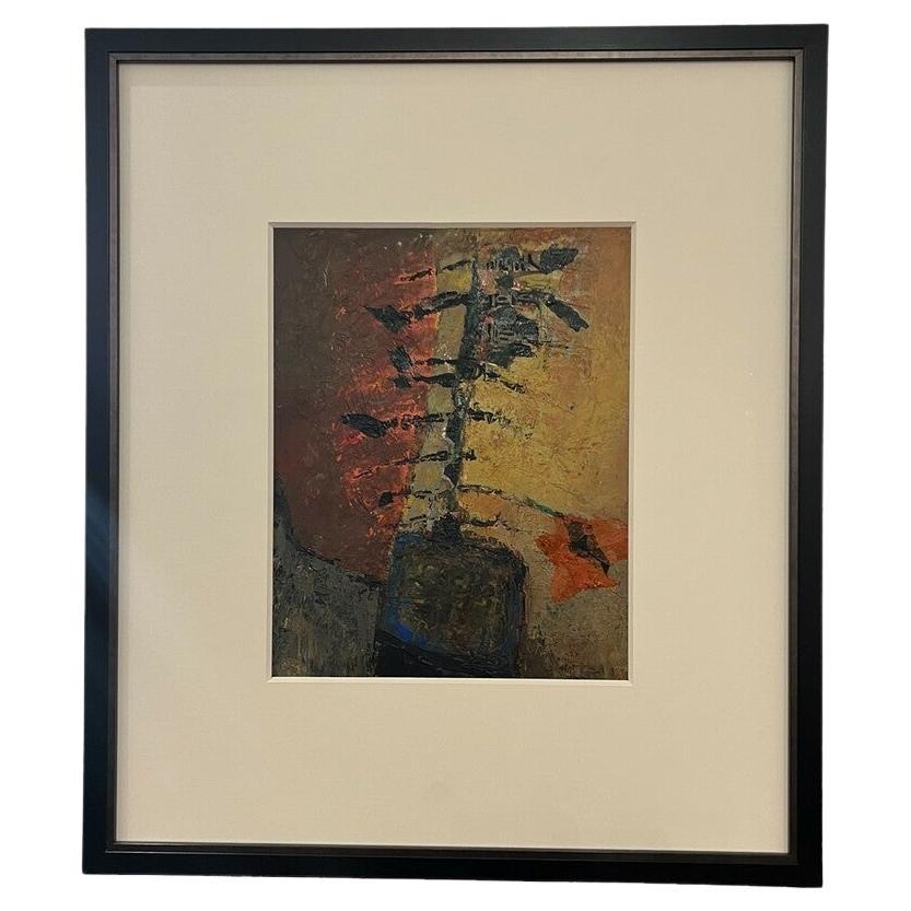 Tecnica mista originale di J Boyer in cornice d'archivio