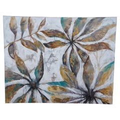 Original Mixed Media Gold Foil Botanical Floral Oil Painting on Canvas