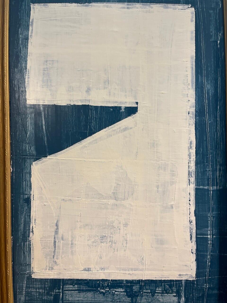 Abstrait moderne original dans un cadre ancien par Shannon Weir, acrylique sur panneau