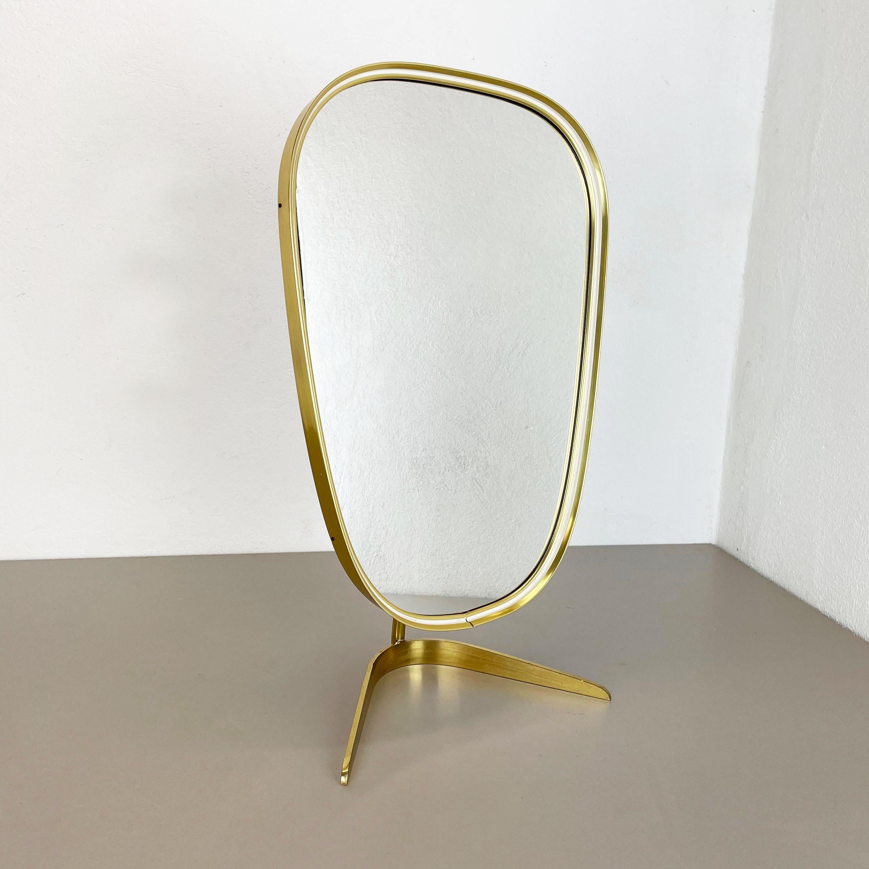 Mid-Century Modern Original Modern Brass Table Mirror Vereinigte Werkstätten Munich, Germany 1950s For Sale