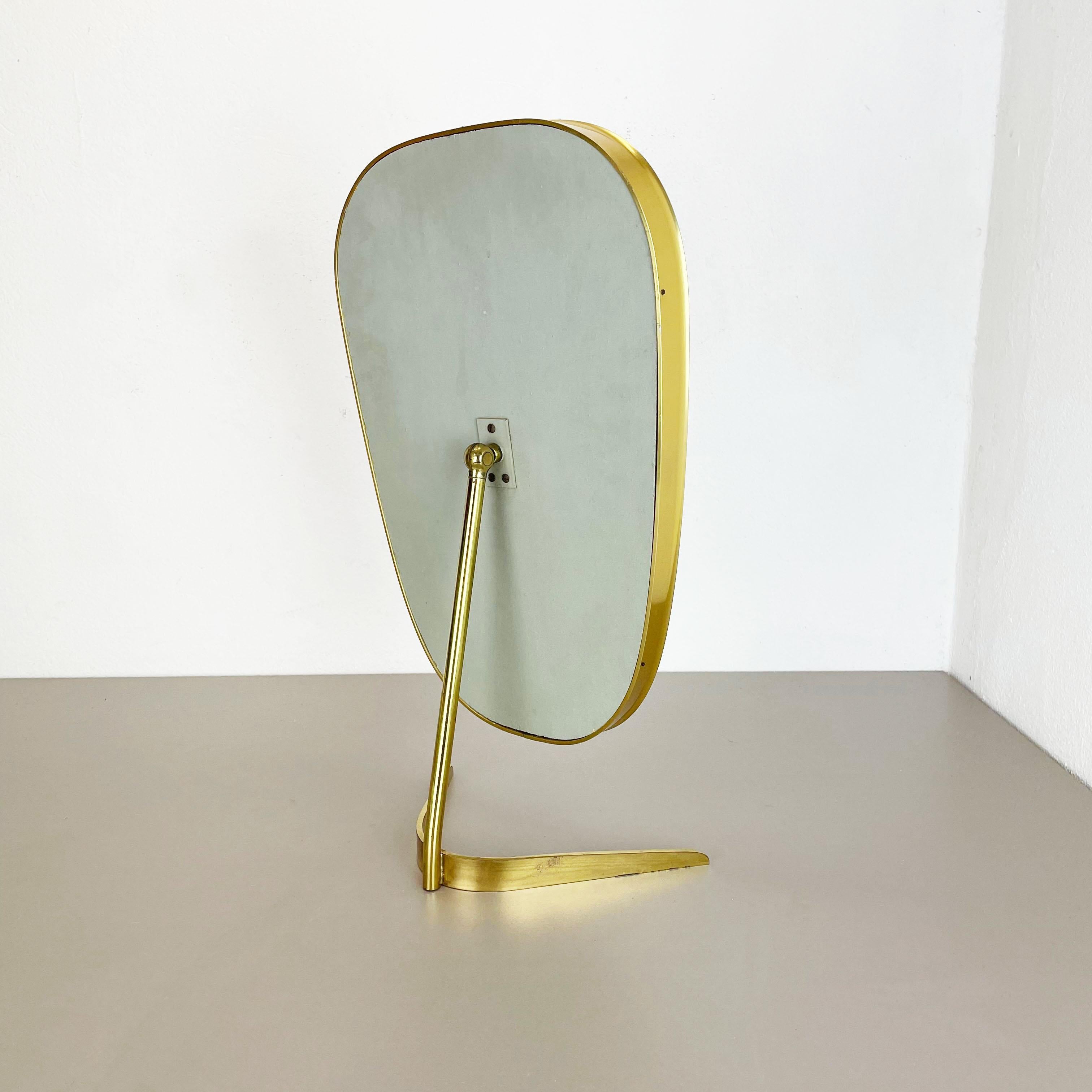 20th Century Original Modern Brass Table Mirror Vereinigte Werkstätten Munich, Germany 1950s For Sale