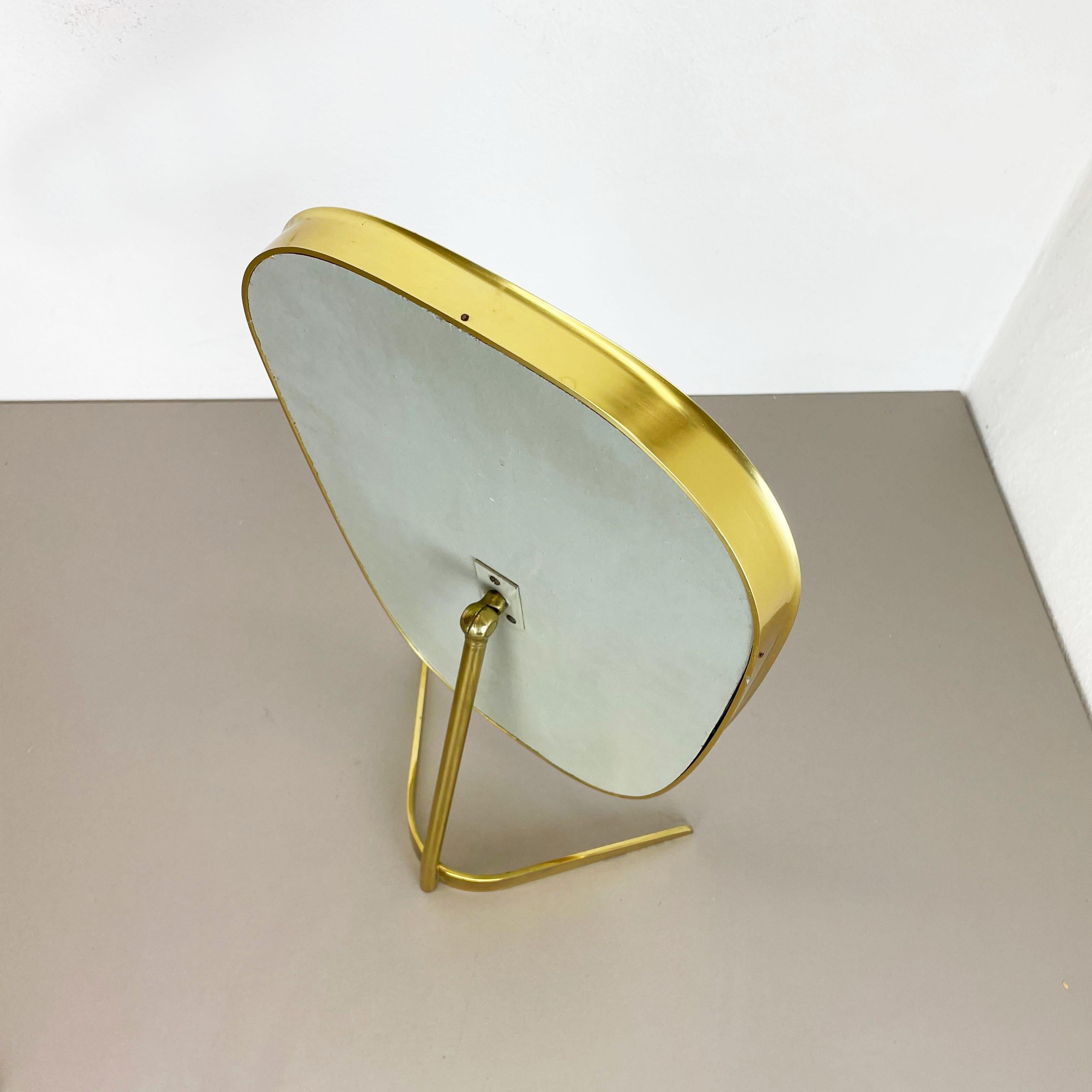 Metal Original Modern Brass Table Mirror Vereinigte Werkstätten Munich, Germany 1950s For Sale