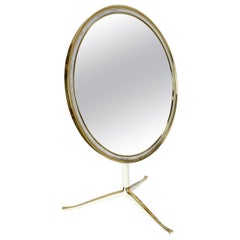 Original Modern Brass Table Mirror Vereinigte Werkstätten Munich, Germany 1950s