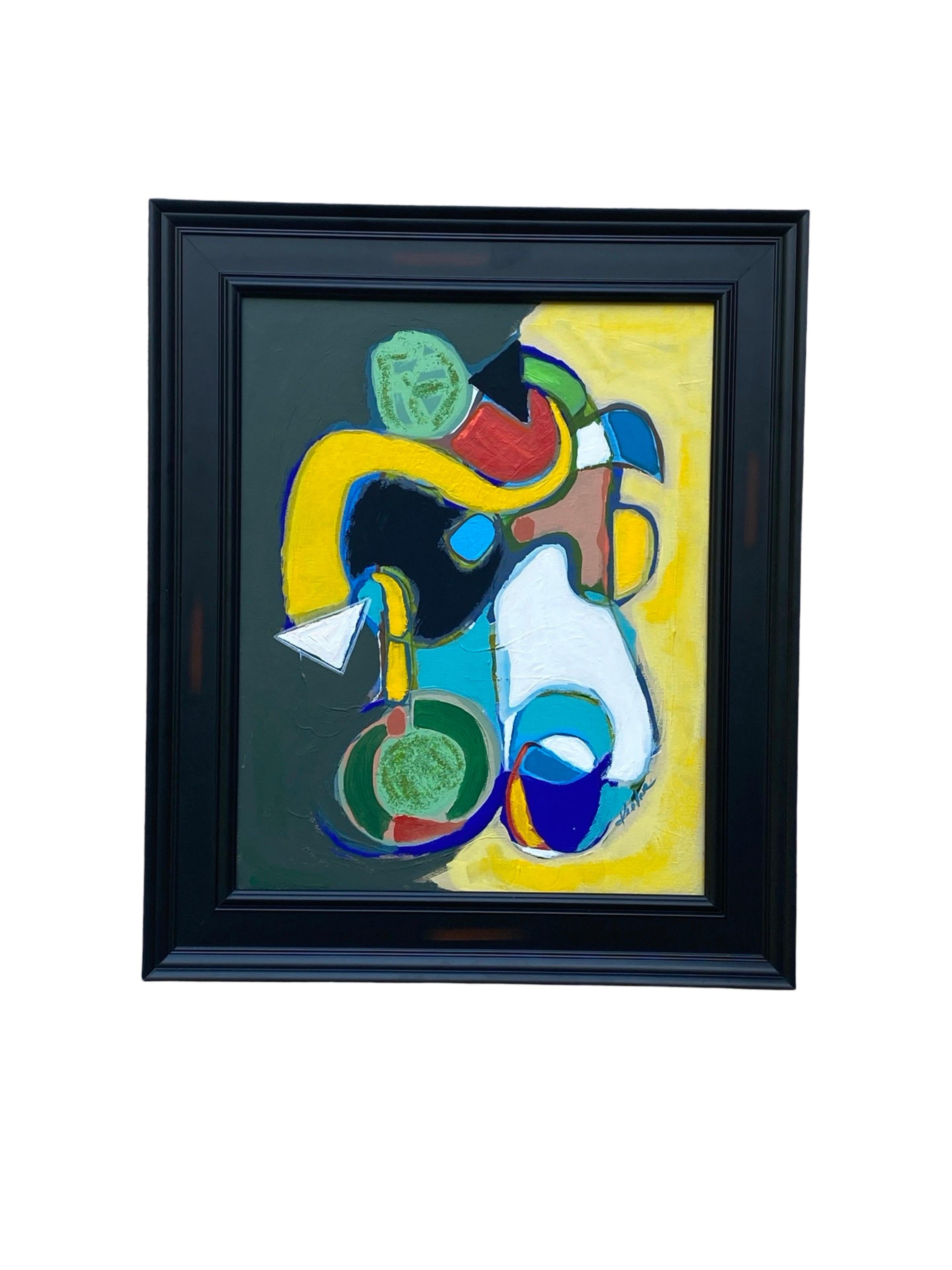 Hand-Painted Original Modern Bright Color Abstract Painting by Palm Springs Artist For Sale