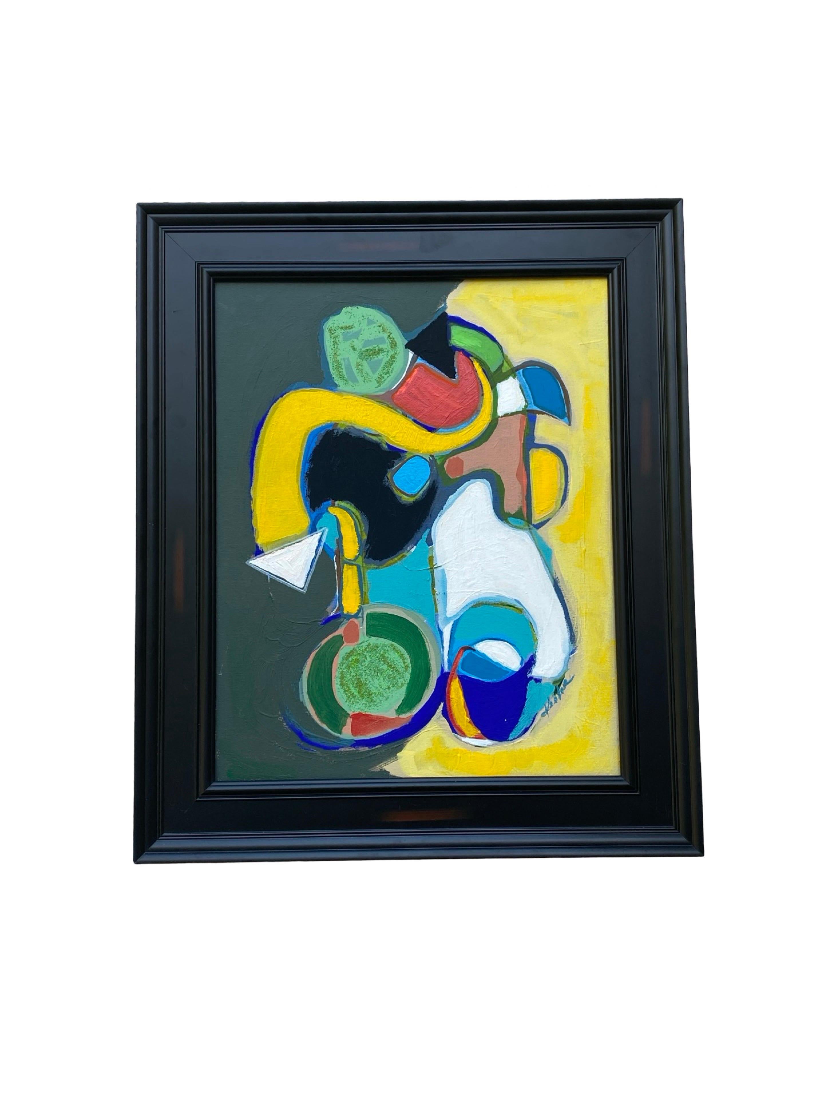 Canvas Original Modern Bright Color Abstract Painting by Palm Springs Artist For Sale
