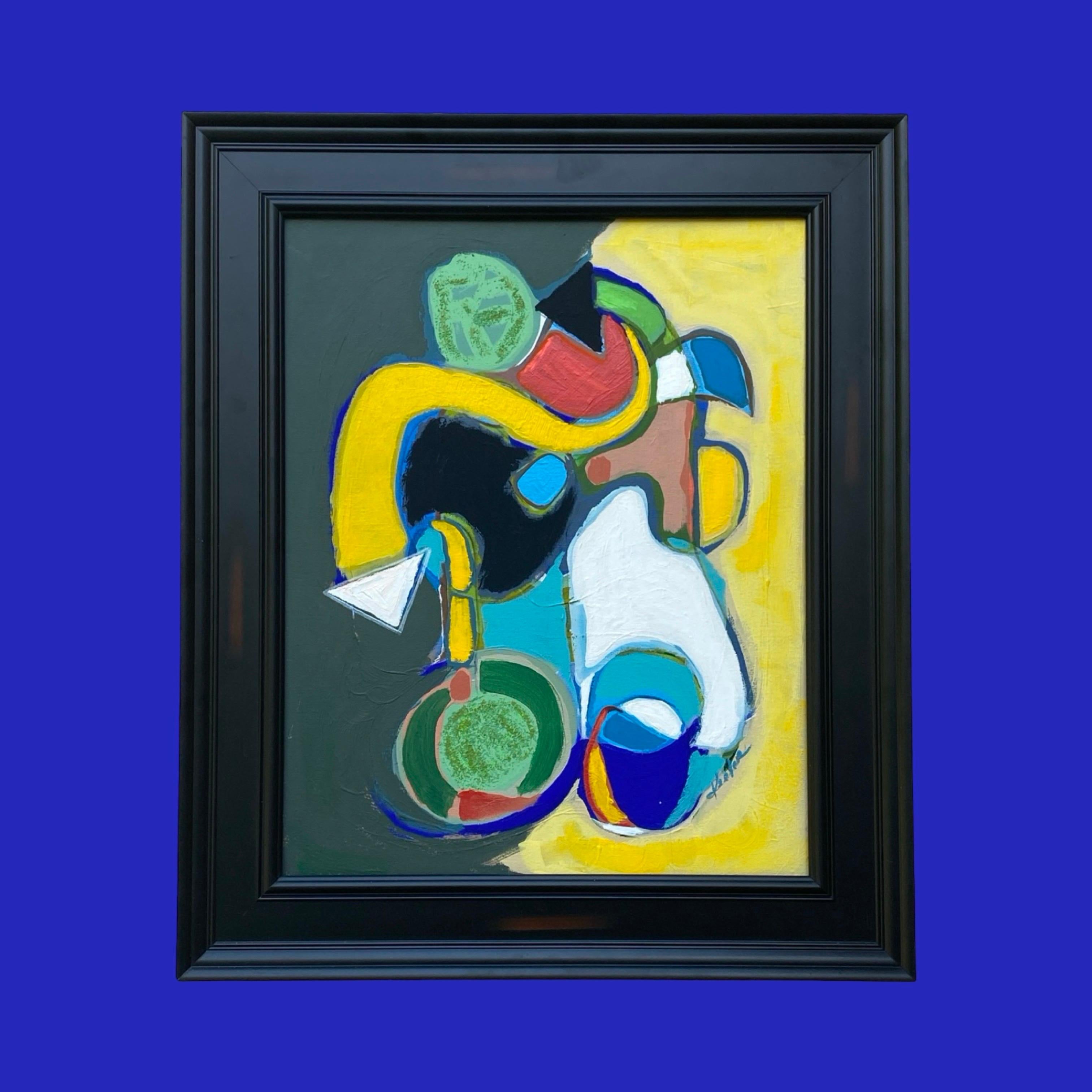 Original Modern Bright Color Abstract Painting by Palm Springs Artist For Sale 1