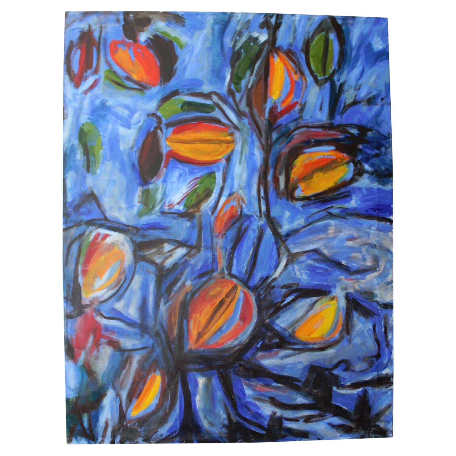 Peinture à l'huile cubiste moderne originale ! "FORBIDDEN FRUIT" Art abstrait Dan Sharp