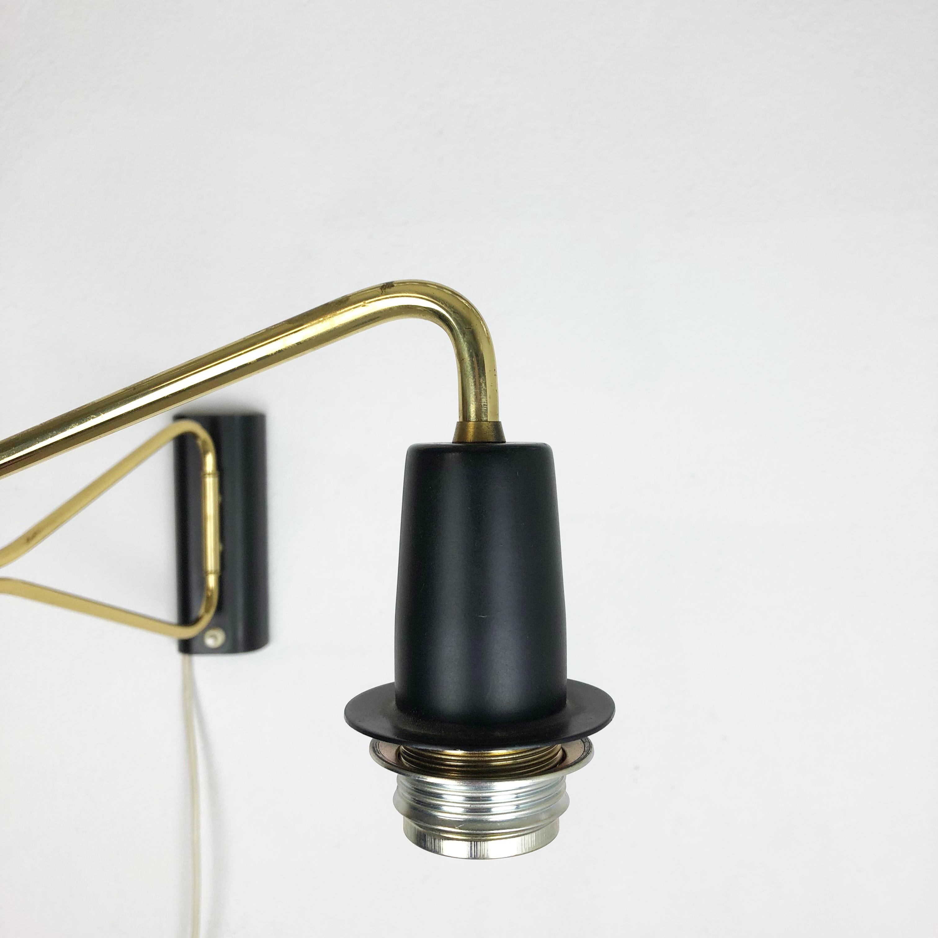 Original Modernist 1950s Brass Metal Swing Wall Light Made by Cosack, Germany 2