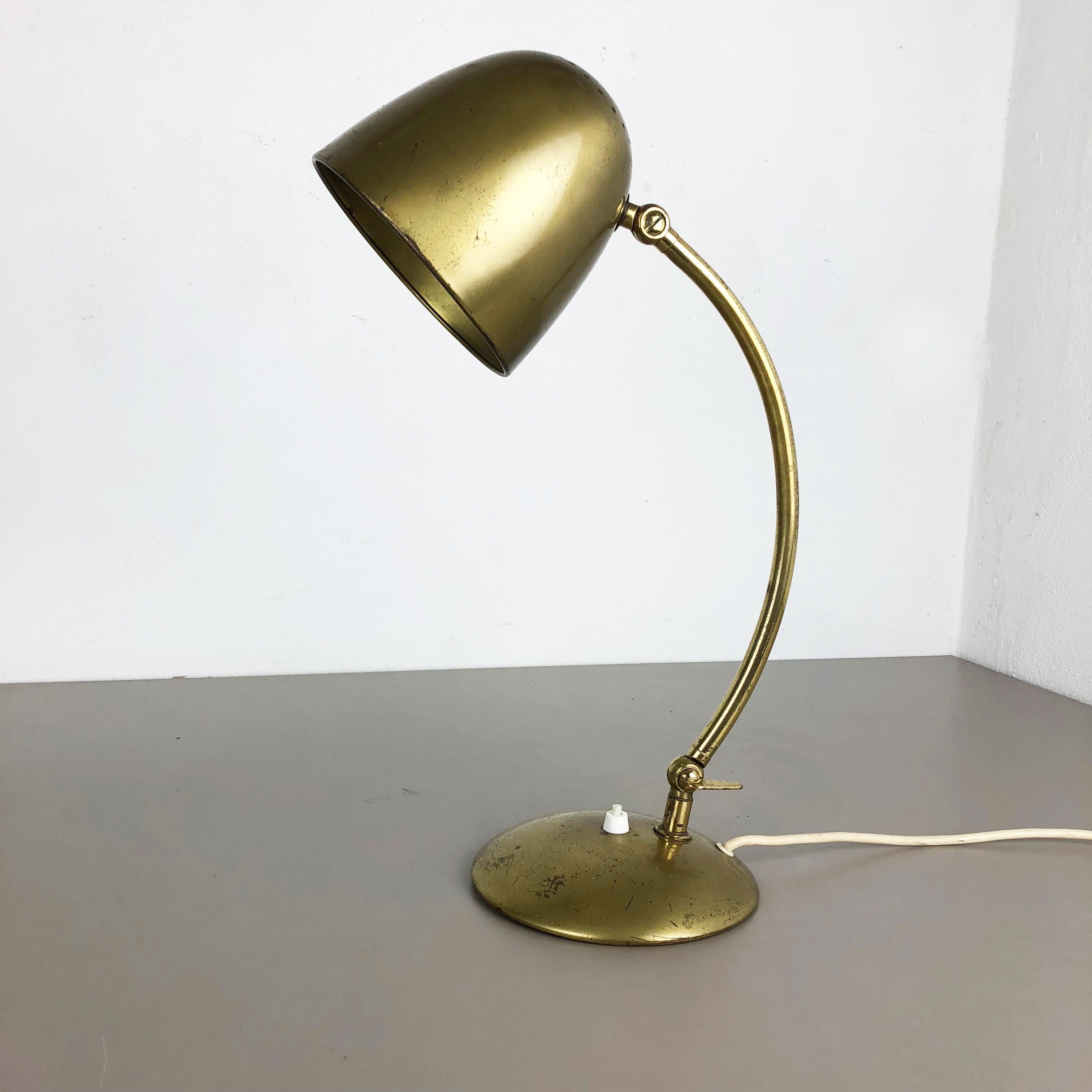 Mid-Century Modern Original Modernist Brass Metal Table Light Made by Cosack Attributed, Germany For Sale