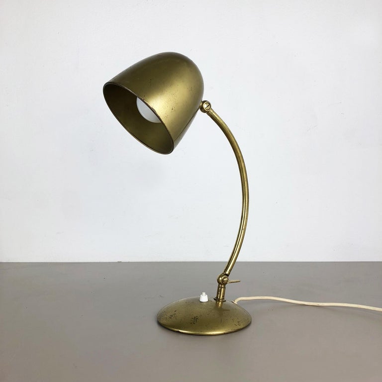 Mid-20th Century Original Modernist Brass Metal Table Light Made by Cosack Attributed, Germany For Sale