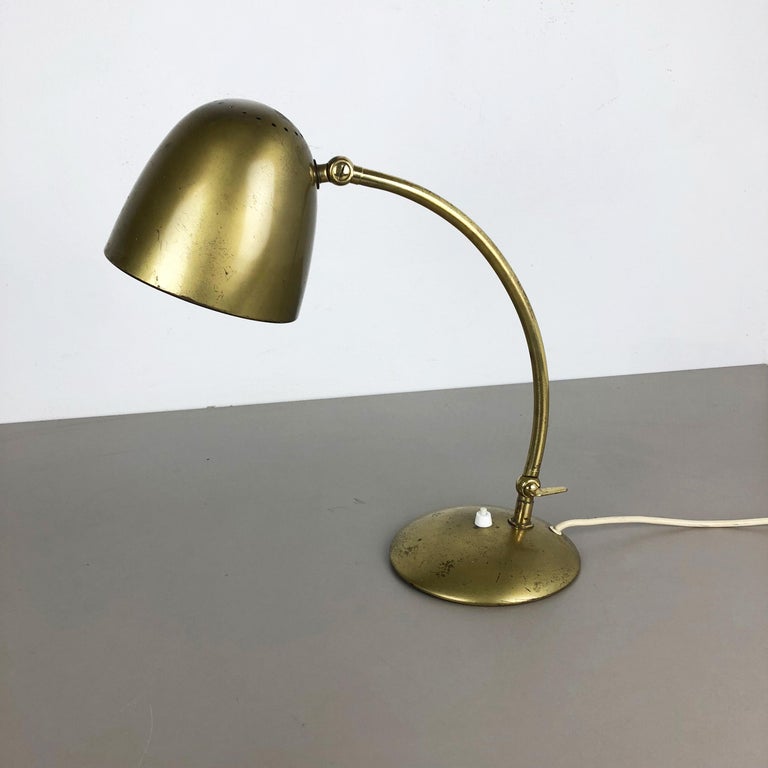 Original Modernist Brass Metal Table Light Made by Cosack Attributed, Germany For Sale 1