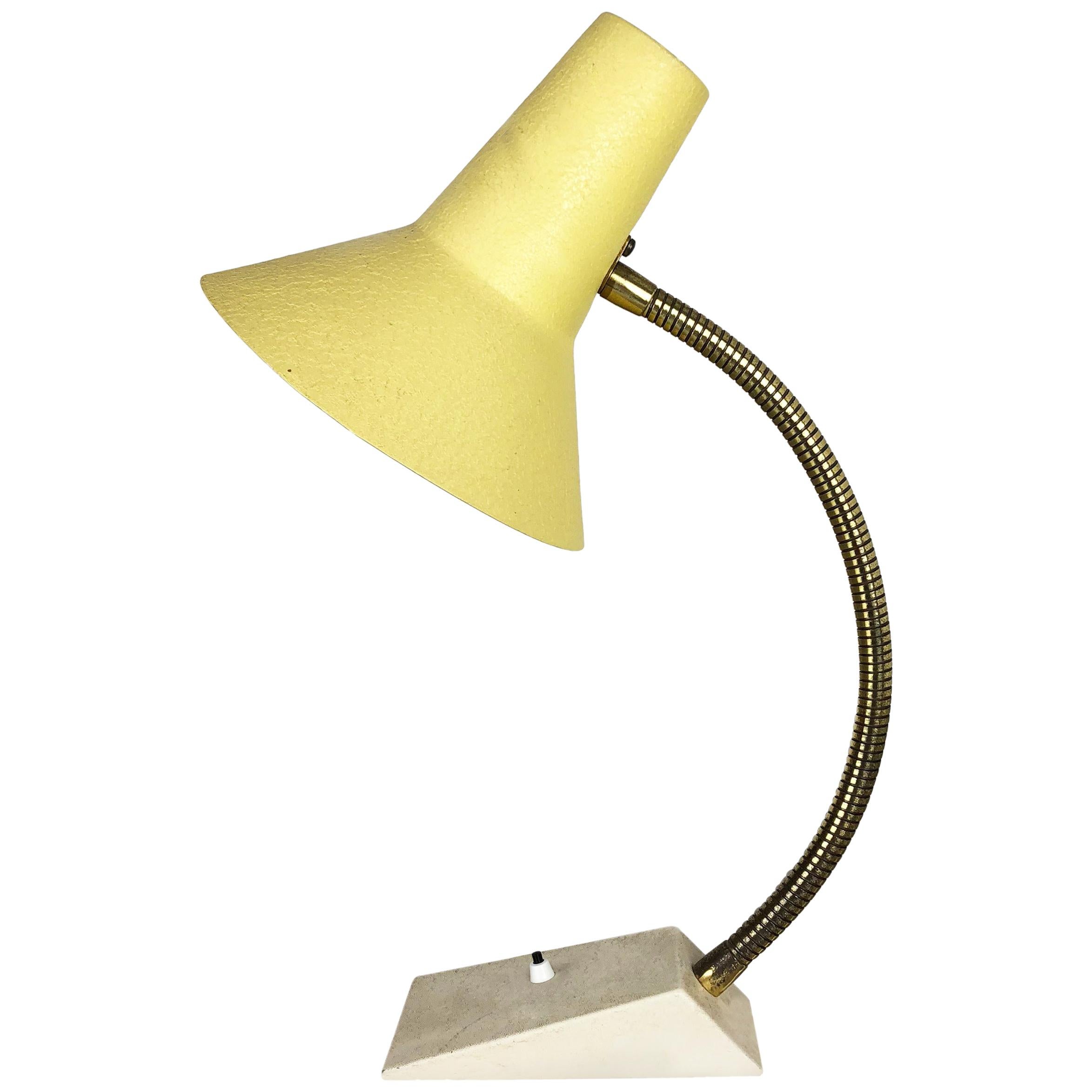 Original Modernist 1960s Brass Metal Table Light Made by SIS Lights, Germany For Sale